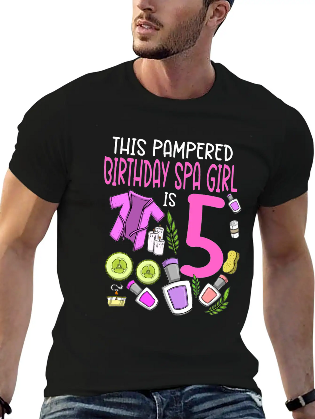 Spa Birthday For Girls 5th Spa Birthday Party Stylish Everyday T-Shirt – Unisex Basic Cotton Tee