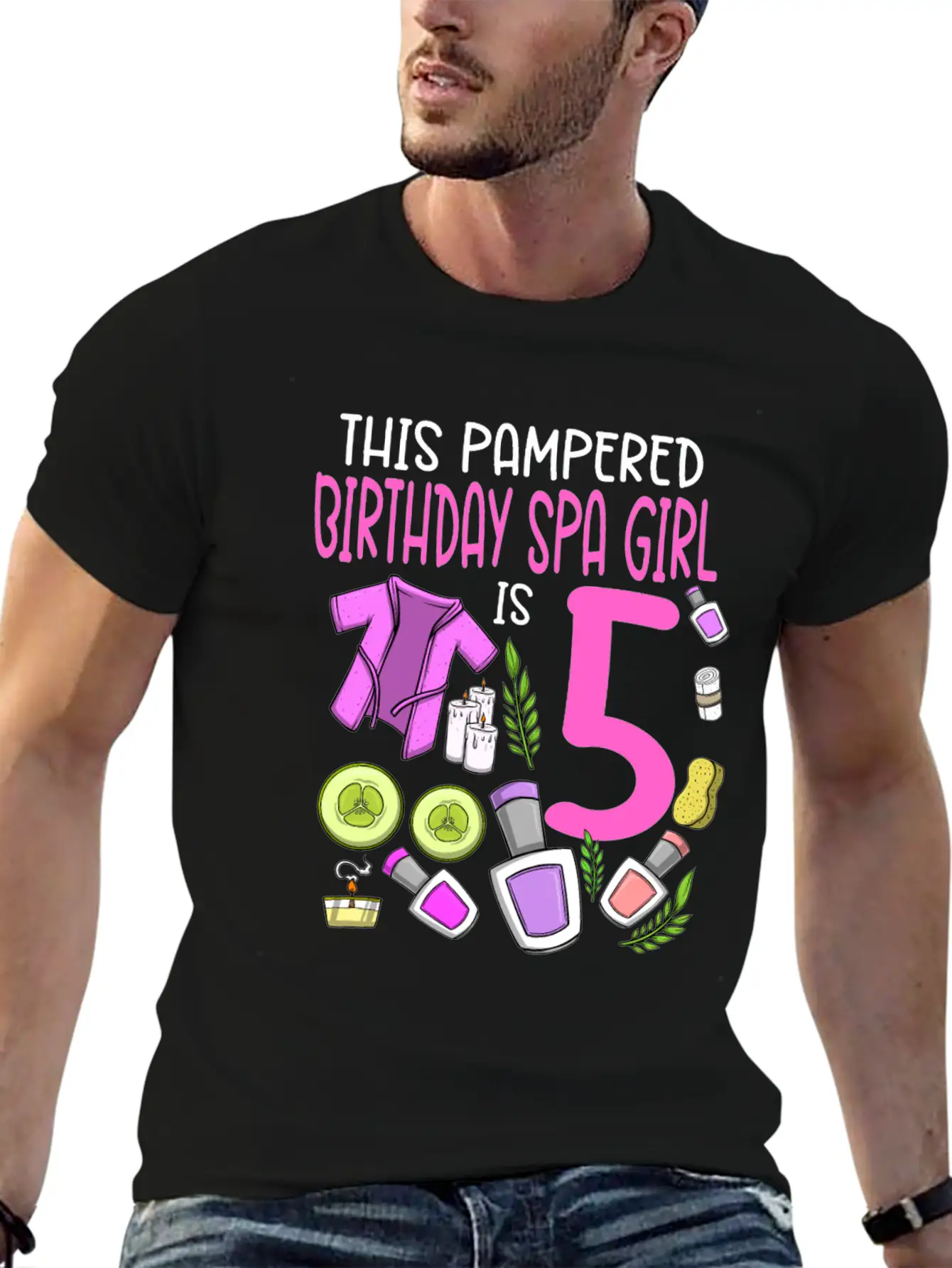 Spa Birthday For Girls 5th Spa Birthday Party Stylish Everyday T-Shirt – Unisex Basic Cotton Tee