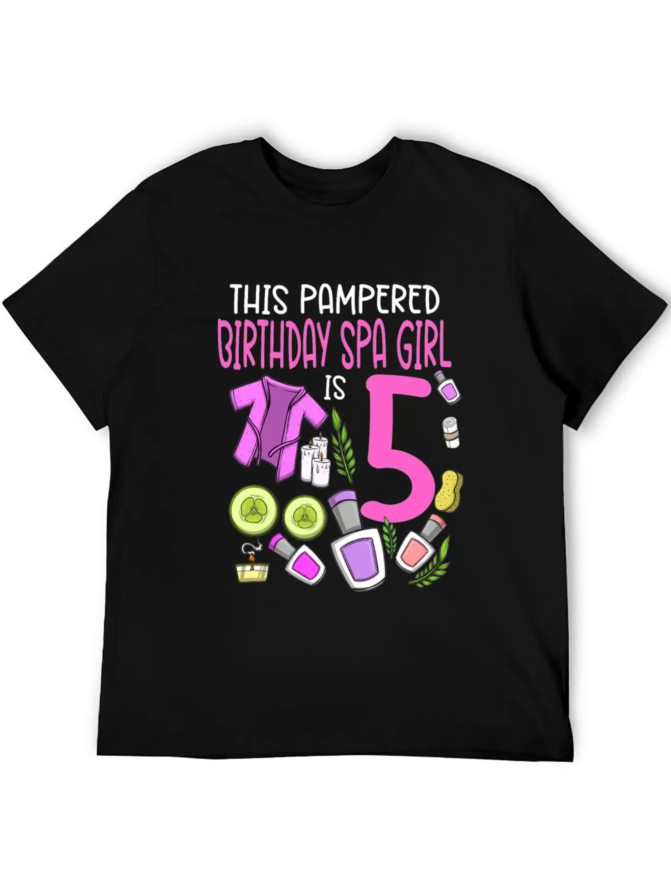 Spa Birthday For Girls 5th Spa Birthday Party Stylish Everyday T-Shirt – Unisex Basic Cotton Tee