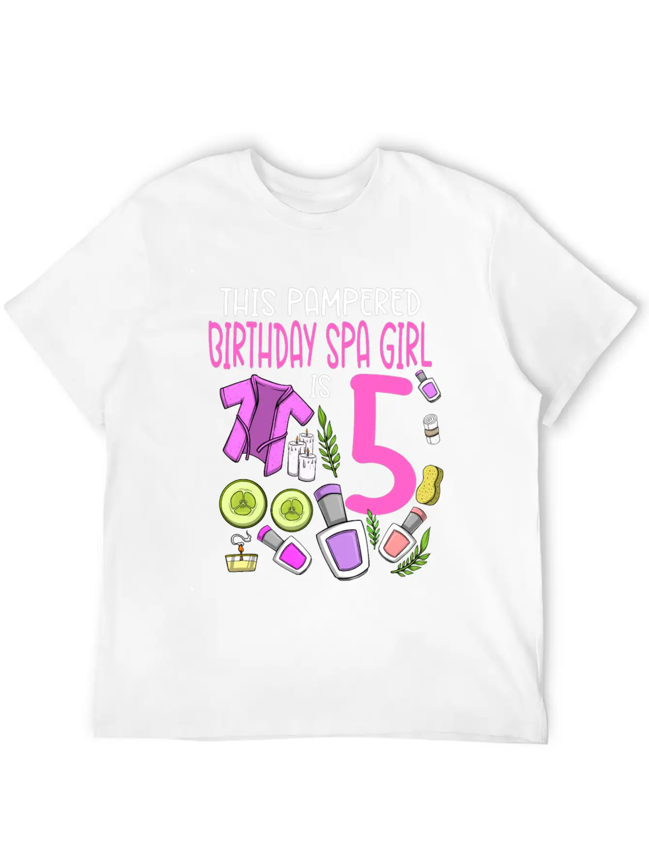 Spa Birthday For Girls 5th Spa Birthday Party Stylish Everyday T-Shirt – Unisex Basic Cotton Tee