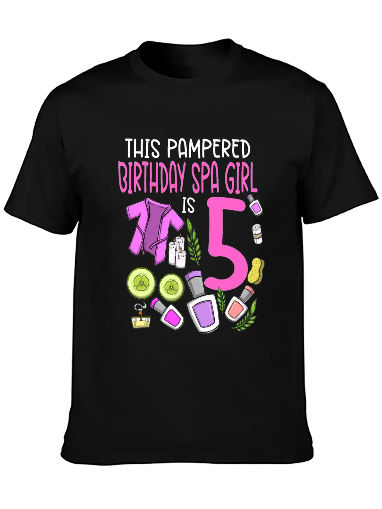 Spa Birthday For Girls 5th Spa Birthday Party Stylish Everyday T-Shirt – Unisex Basic Cotton Tee