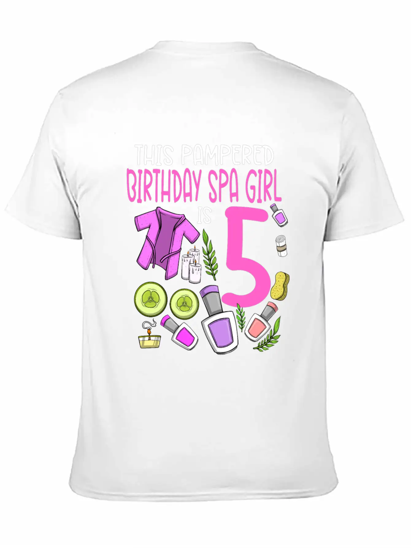 Spa Birthday For Girls 5th Spa Birthday Party Stylish Everyday T-Shirt – Unisex Basic Cotton Tee