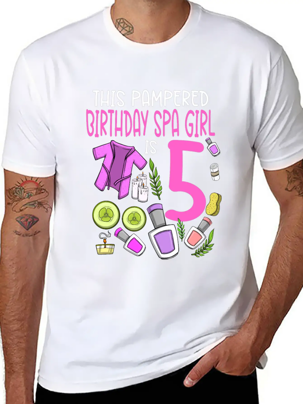 Spa Birthday For Girls 5th Spa Birthday Party Stylish Everyday T-Shirt – Unisex Basic Cotton Tee