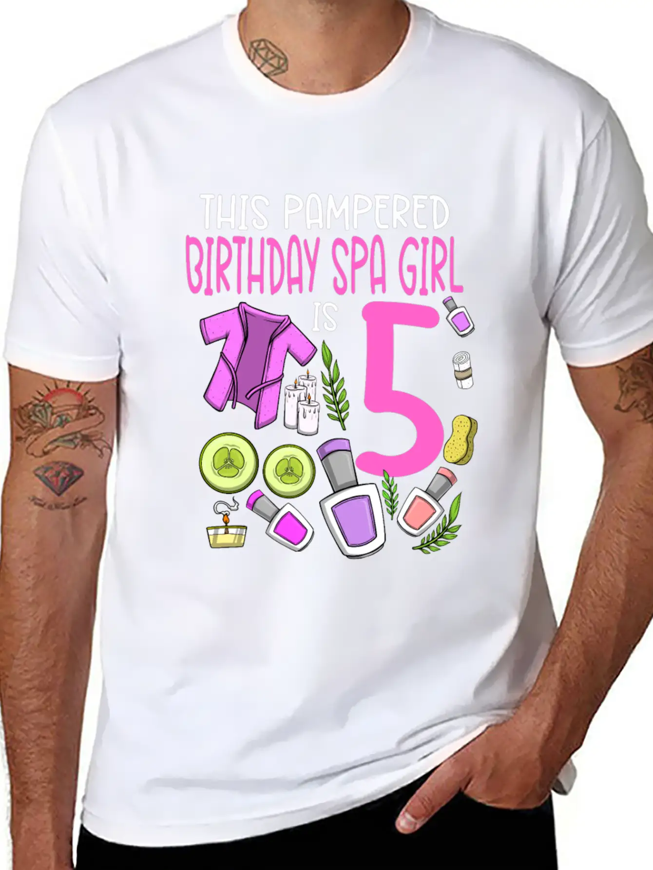 Spa Birthday For Girls 5th Spa Birthday Party Stylish Everyday T-Shirt – Unisex Basic Cotton Tee