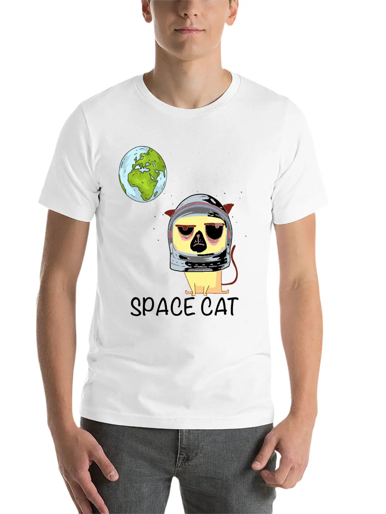 Space Cat Breathable Graphic T-Shirt – Perfect For Casual Days