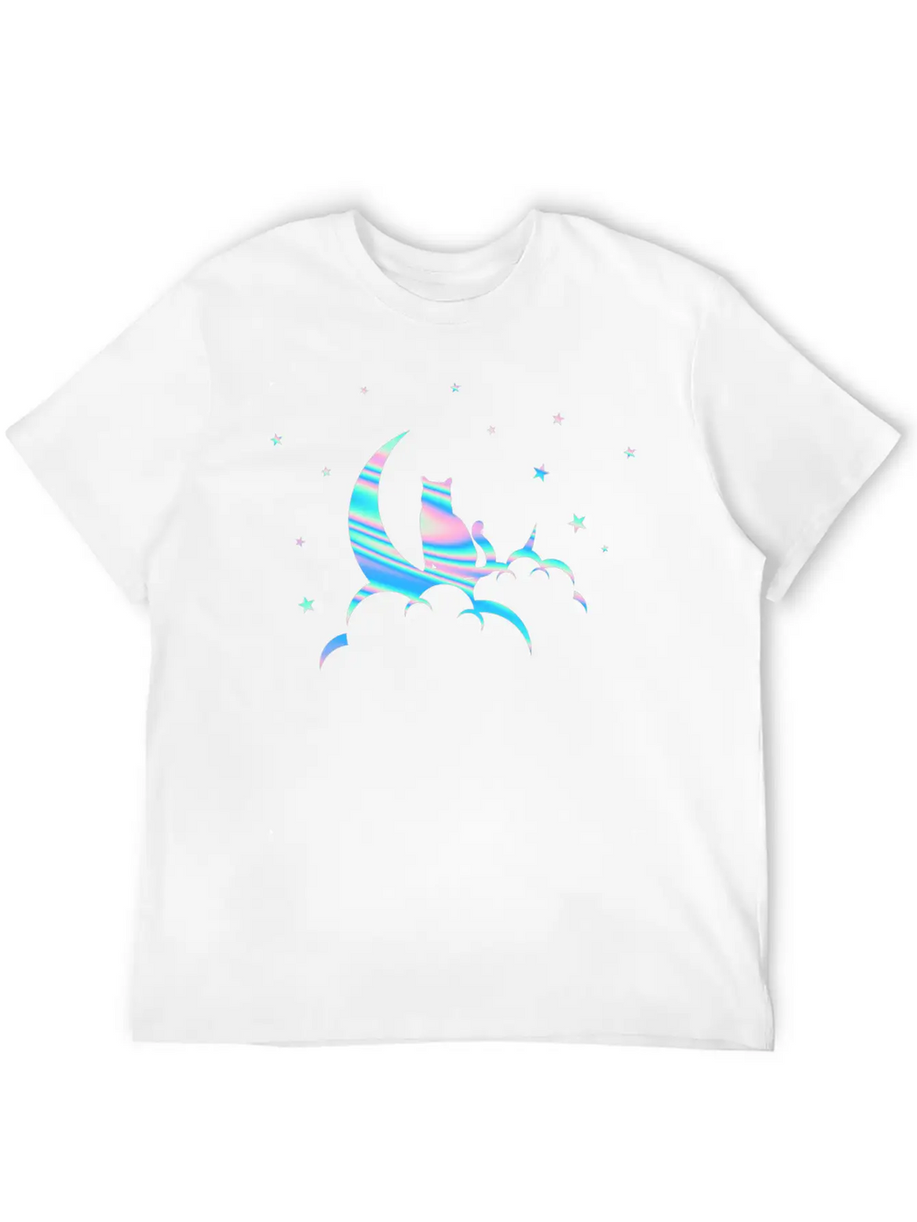 Space Pastel Cat Moon Essential Unisex Summer Tee – Soft Cotton Casual Fit