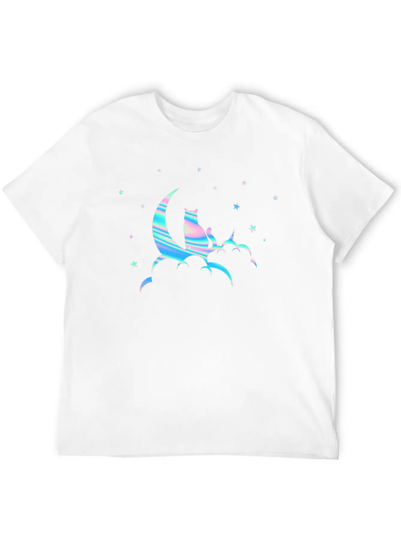 Space Pastel Cat Moon Essential Unisex Summer Tee – Soft Cotton Casual Fit