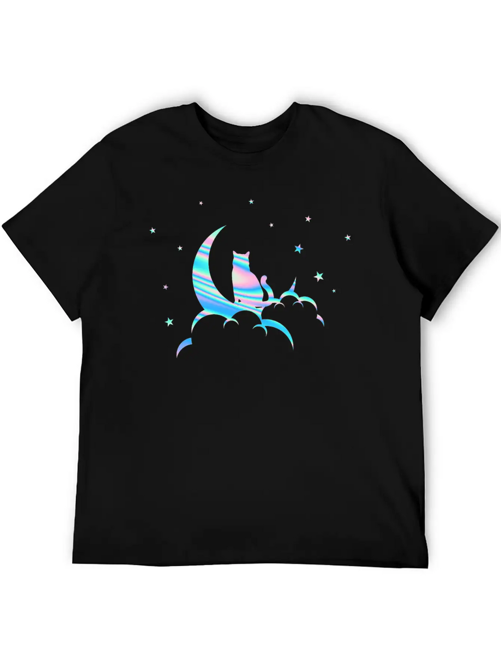 Space Pastel Cat Moon Essential Unisex Summer Tee – Soft Cotton Casual Fit