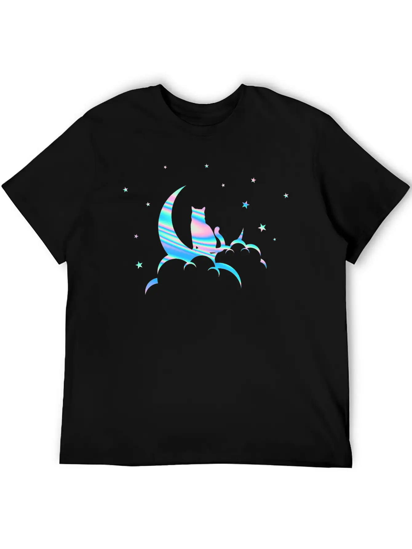 Space Pastel Cat Moon Essential Unisex Summer Tee – Soft Cotton Casual Fit