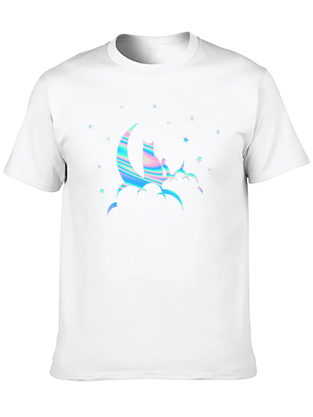 Space Pastel Cat Moon Essential Unisex Summer Tee – Soft Cotton Casual Fit