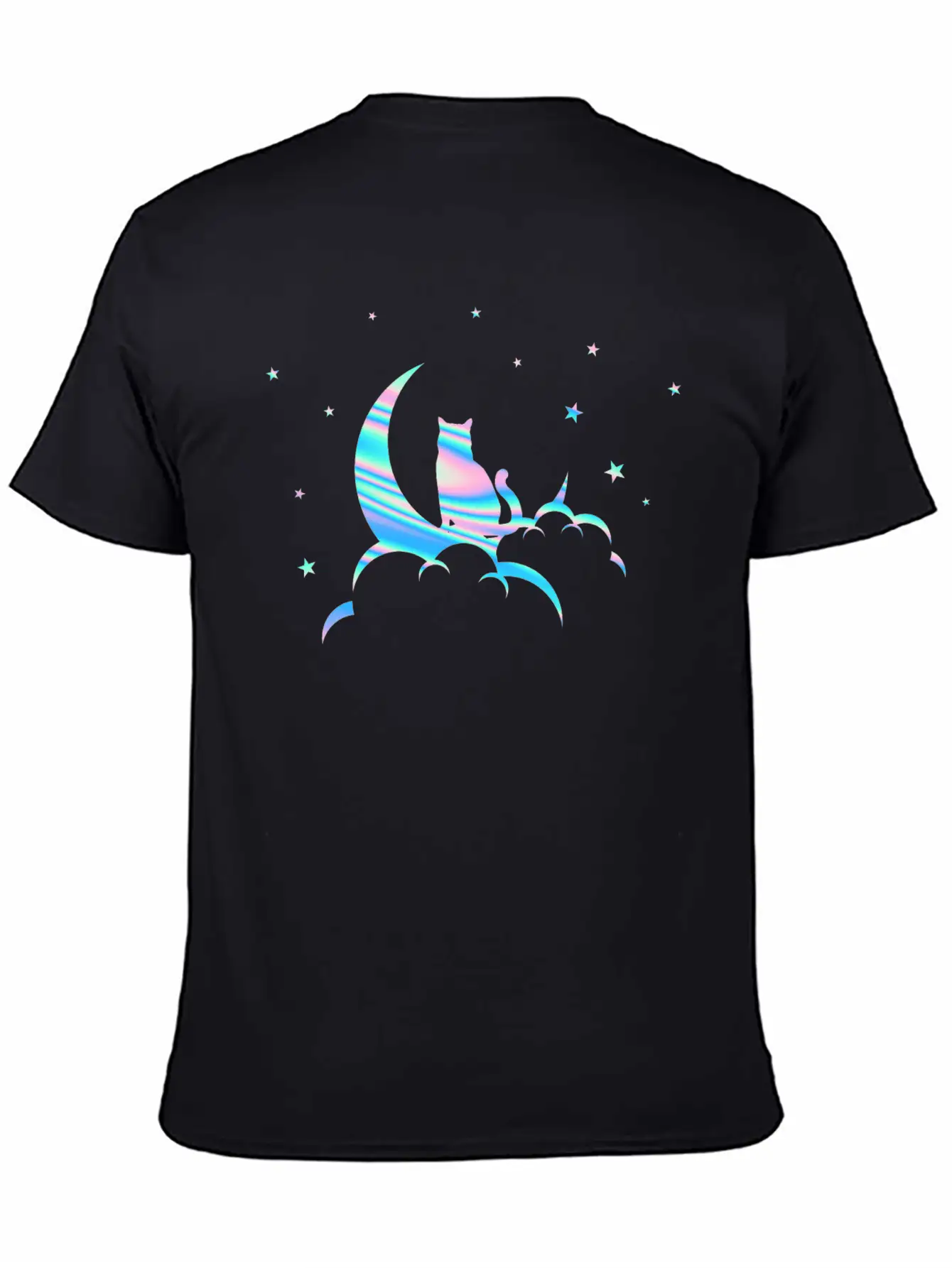 Space Pastel Cat Moon Essential Unisex Summer Tee – Soft Cotton Casual Fit