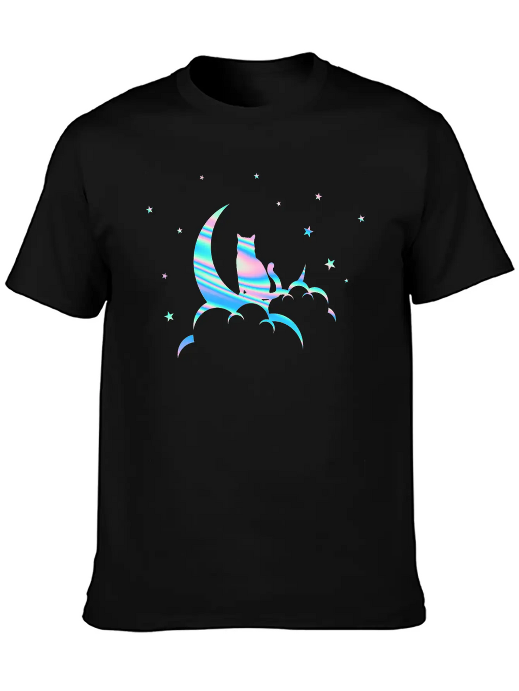 Space Pastel Cat Moon Essential Unisex Summer Tee – Soft Cotton Casual Fit