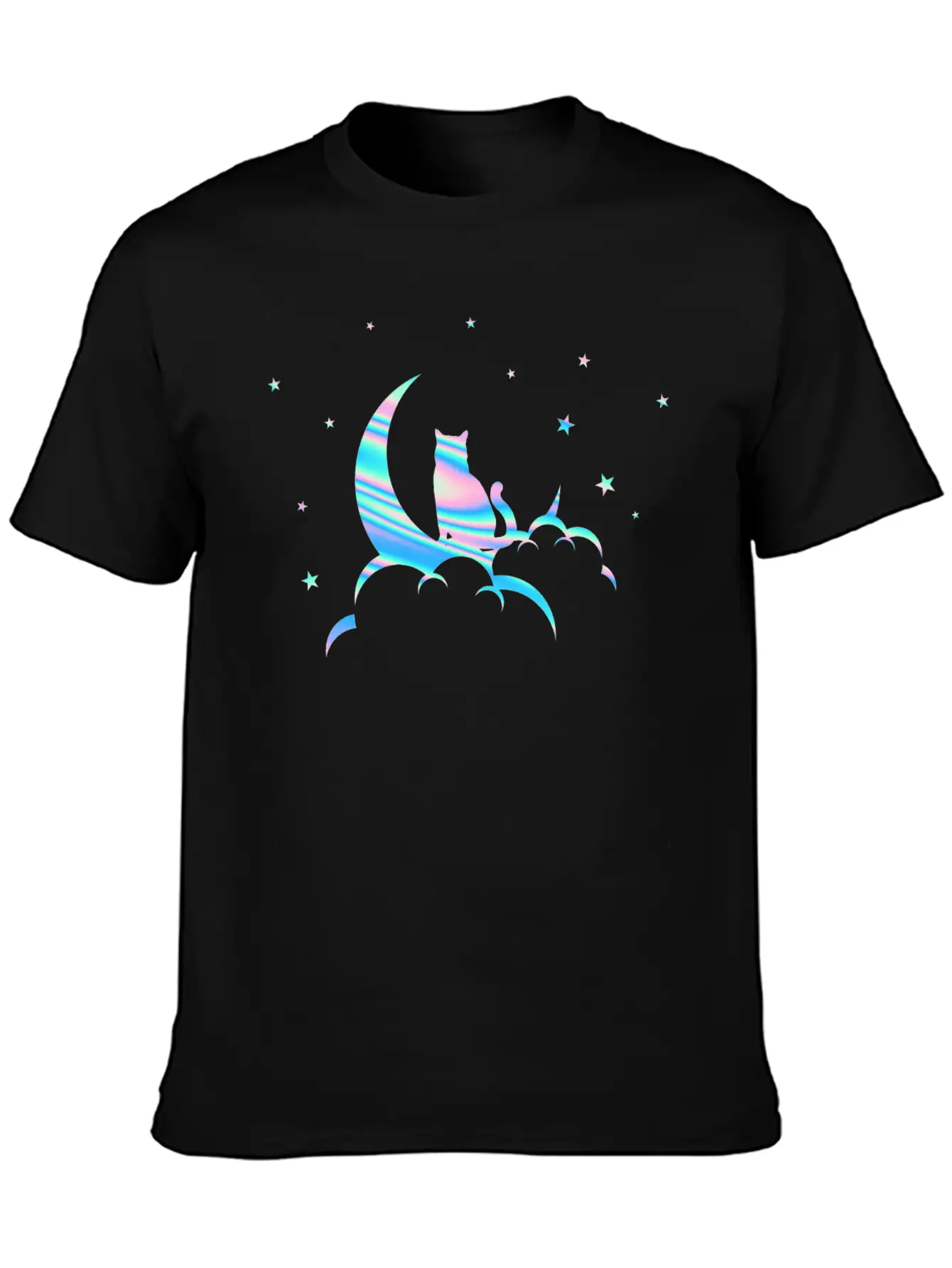 Space Pastel Cat Moon Essential Unisex Summer Tee – Soft Cotton Casual Fit