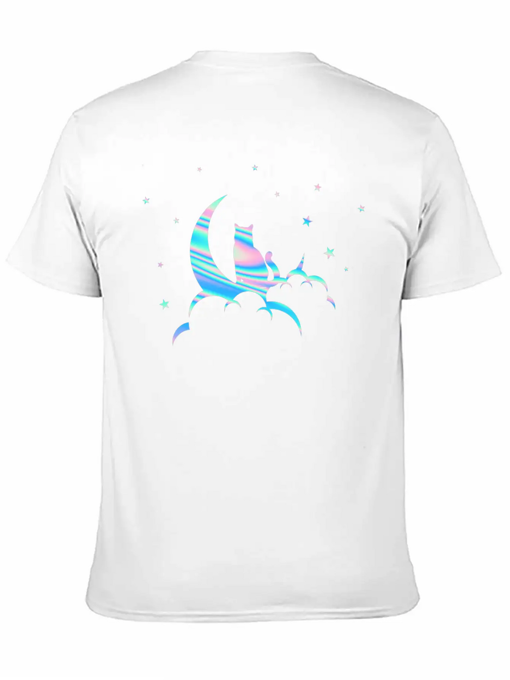 Space Pastel Cat Moon Essential Unisex Summer Tee – Soft Cotton Casual Fit