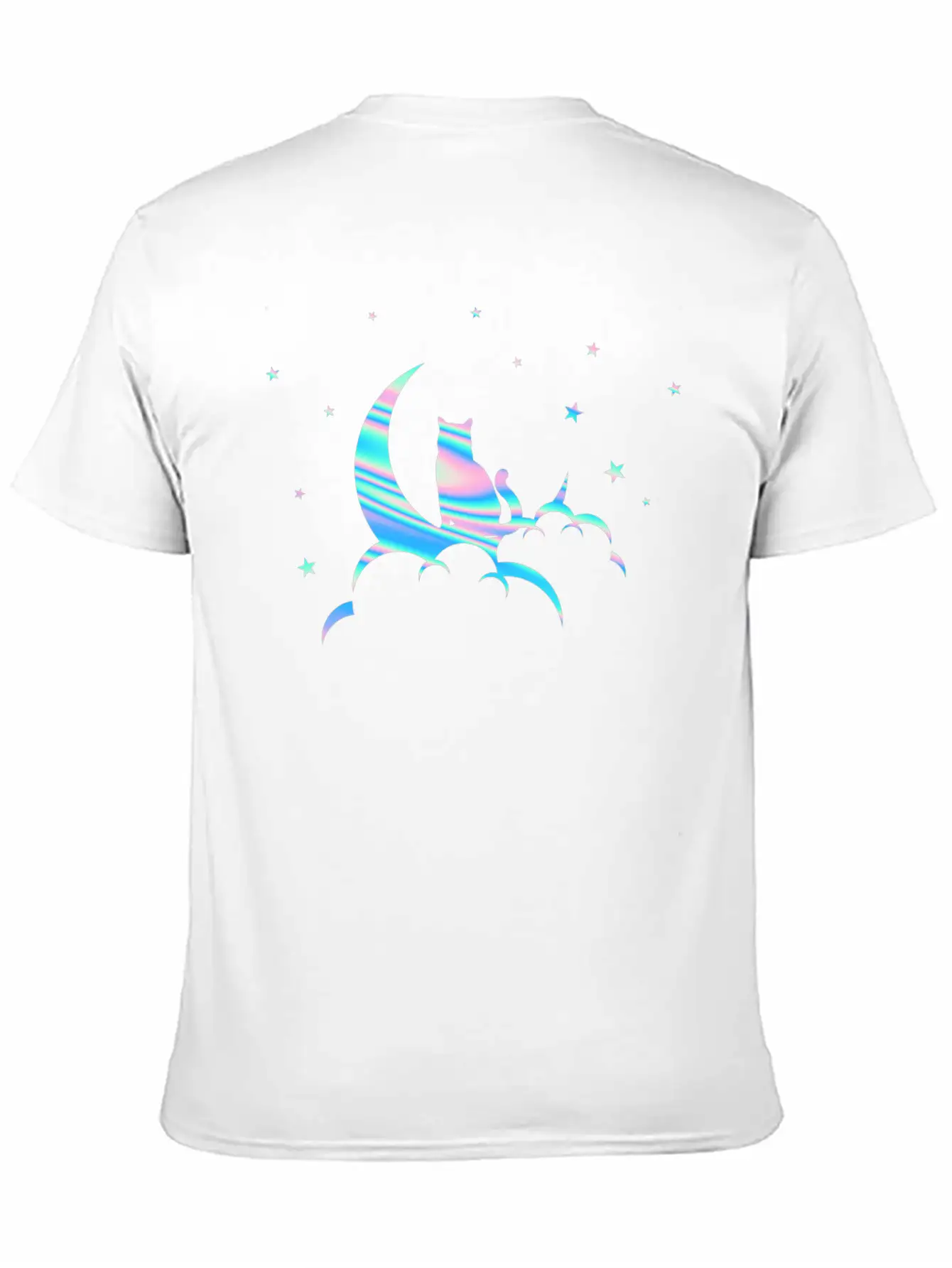 Space Pastel Cat Moon Essential Unisex Summer Tee – Soft Cotton Casual Fit