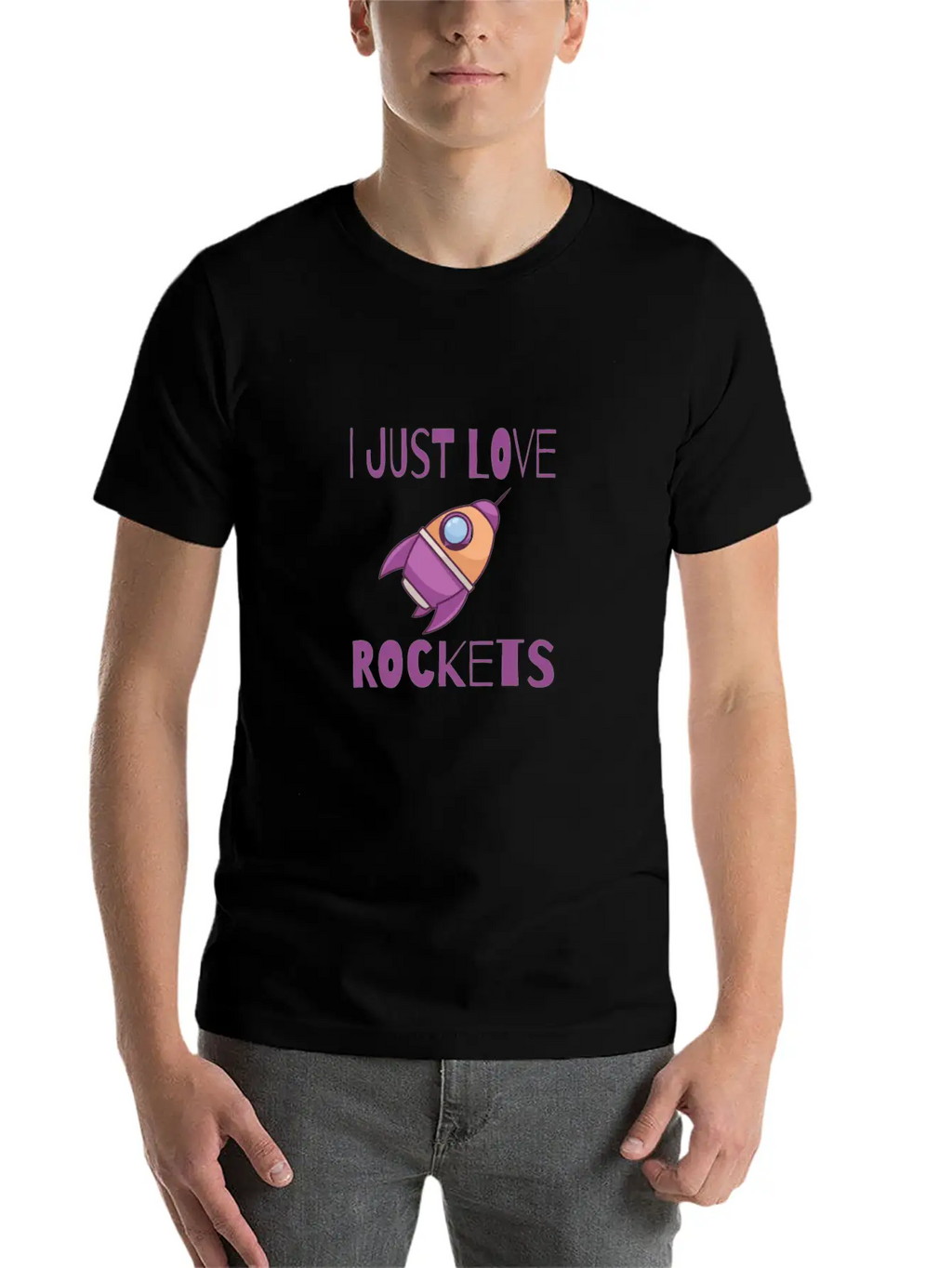 SPACE / ROCKET: I Just Love Rockets Basic Graphic T-Shirt – Daily Comfort In Soft Cotton
