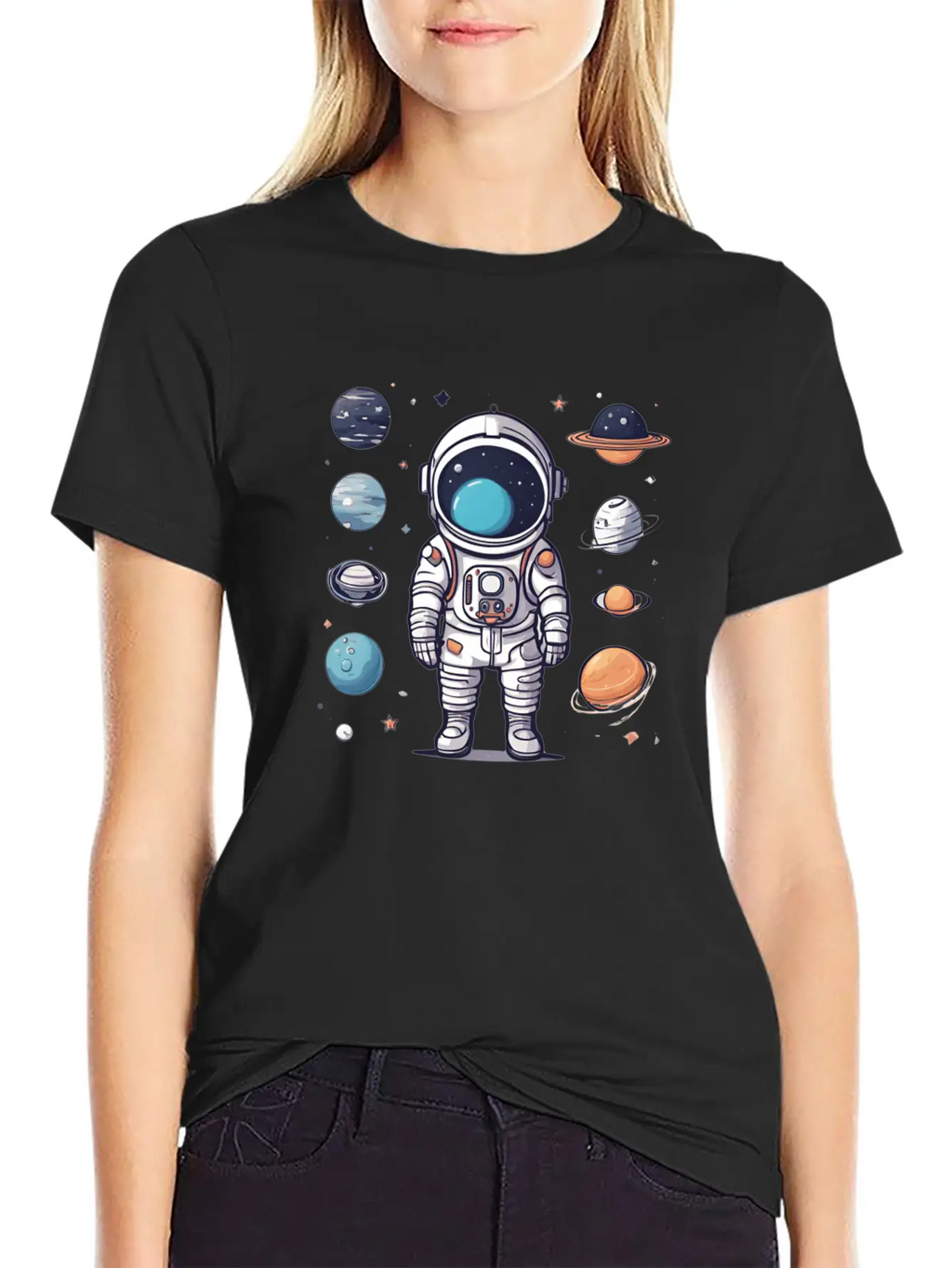 Space, Simple Design Breathable Graphic T-Shirt – Perfect For Casual Days