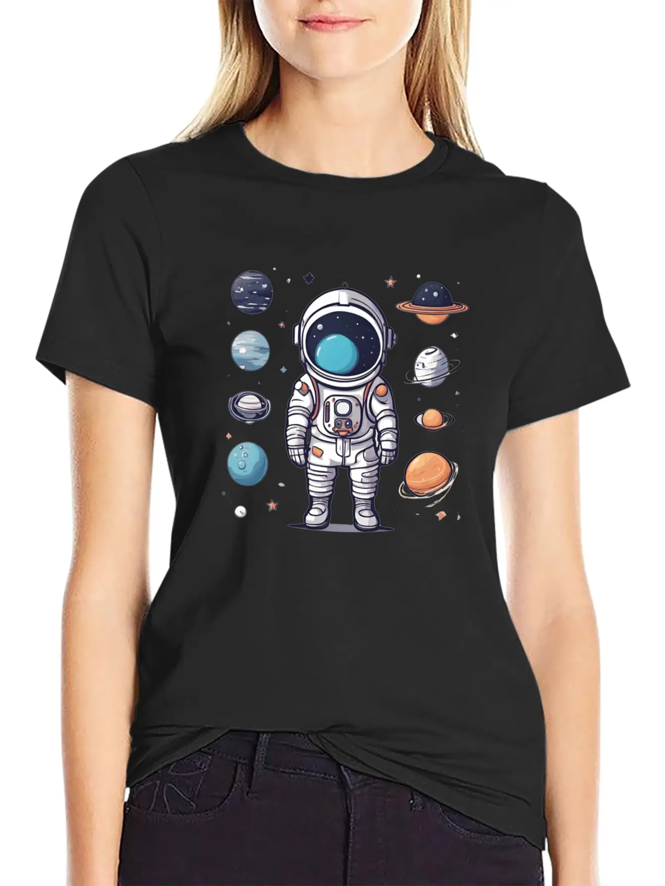 Space, Simple Design Breathable Graphic T-Shirt – Perfect For Casual Days