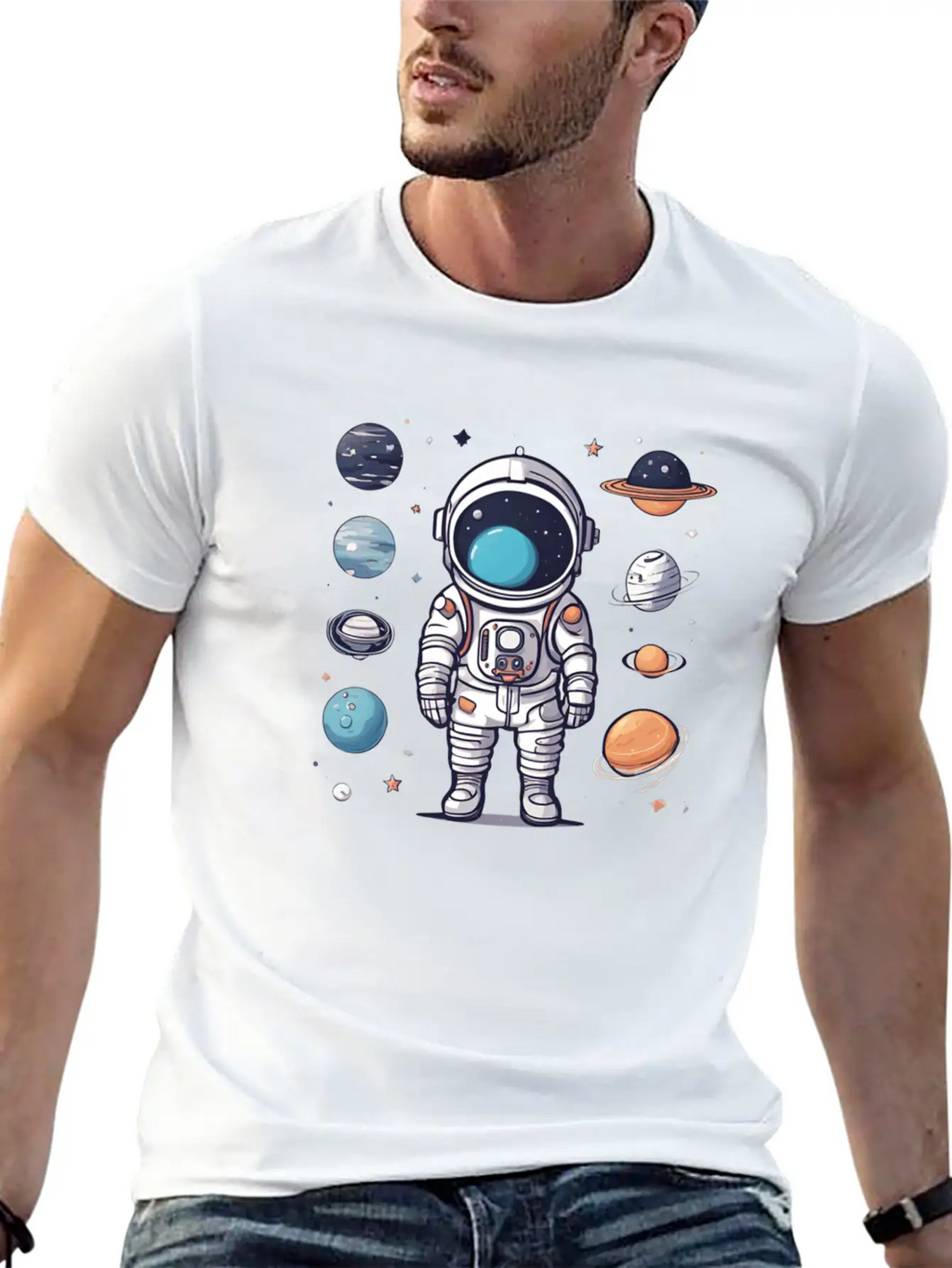 Space, Simple Design Breathable Graphic T-Shirt – Perfect For Casual Days