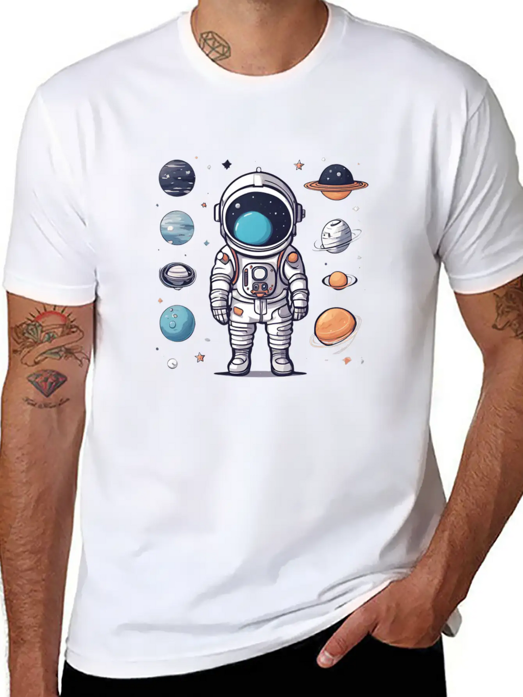 Space, Simple Design Breathable Graphic T-Shirt – Perfect For Casual Days