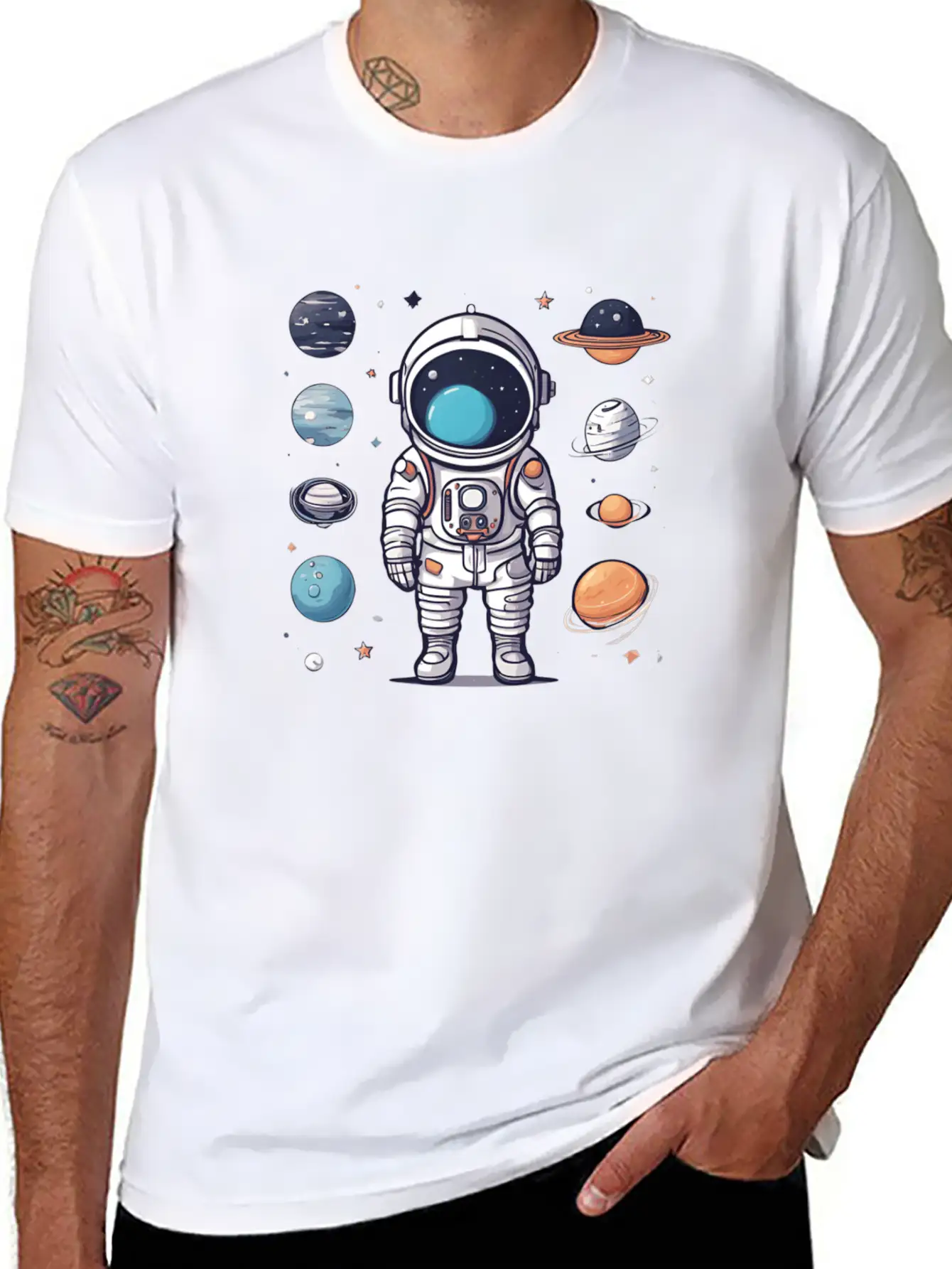 Space, Simple Design Breathable Graphic T-Shirt – Perfect For Casual Days