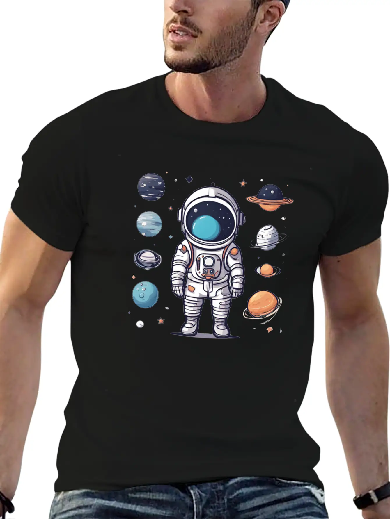 Space, Simple Design Breathable Graphic T-Shirt – Perfect For Casual Days