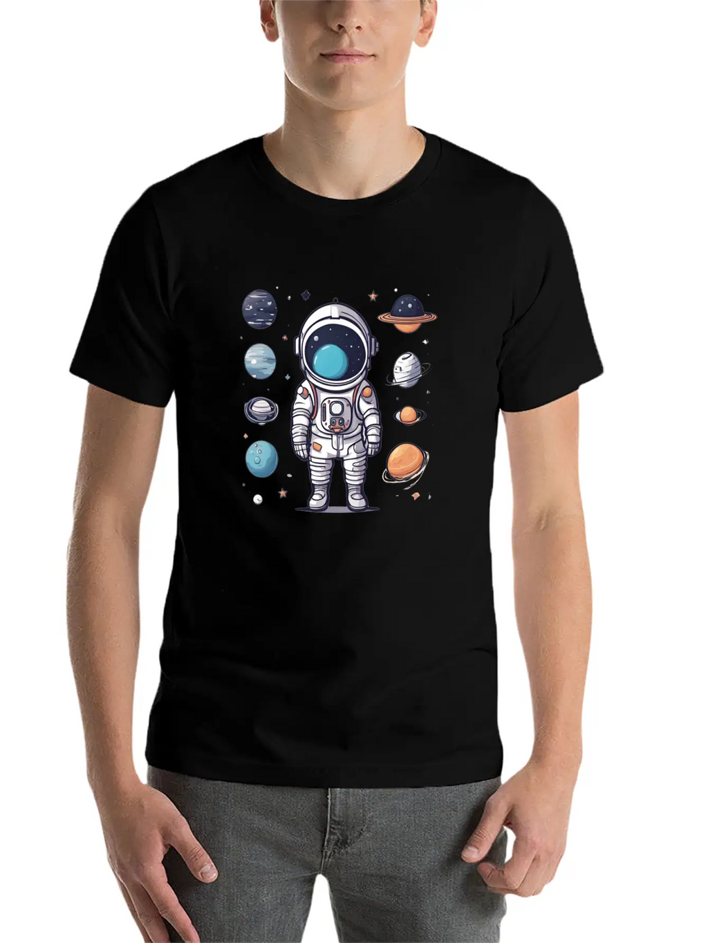 Space, Simple Design Breathable Graphic T-Shirt – Perfect For Casual Days