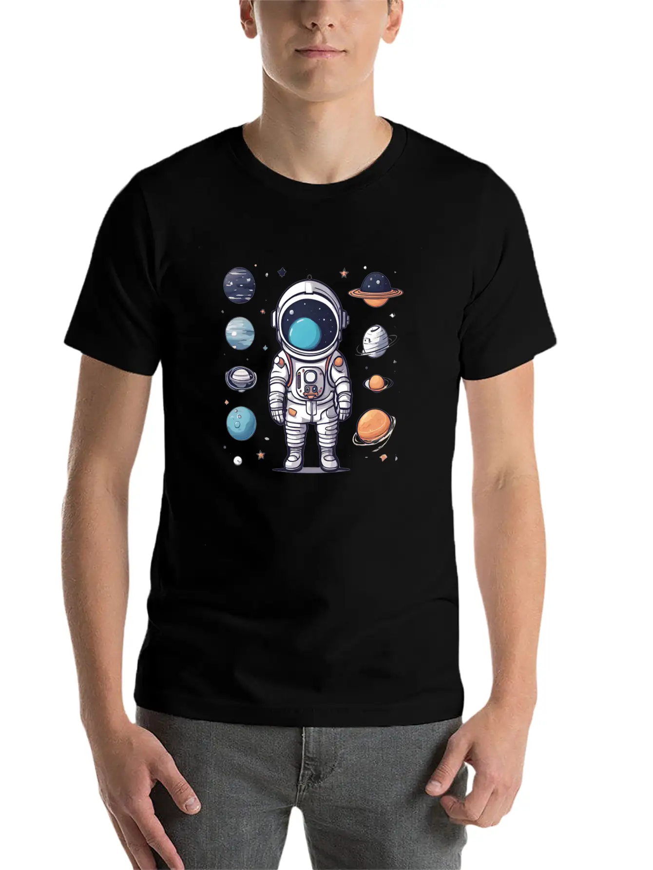Space, Simple Design Breathable Graphic T-Shirt – Perfect For Casual Days