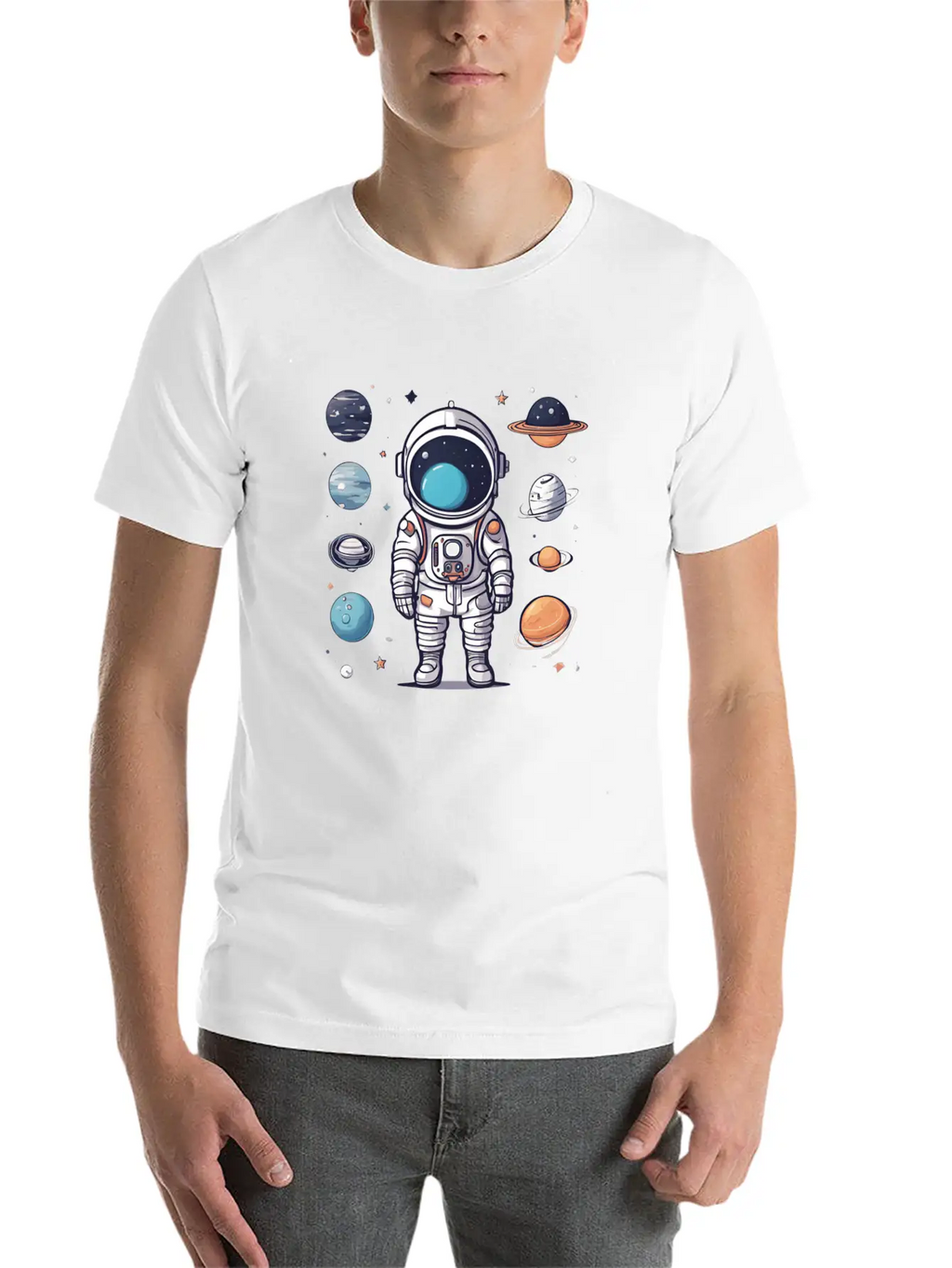 Space, Simple Design Breathable Graphic T-Shirt – Perfect For Casual Days