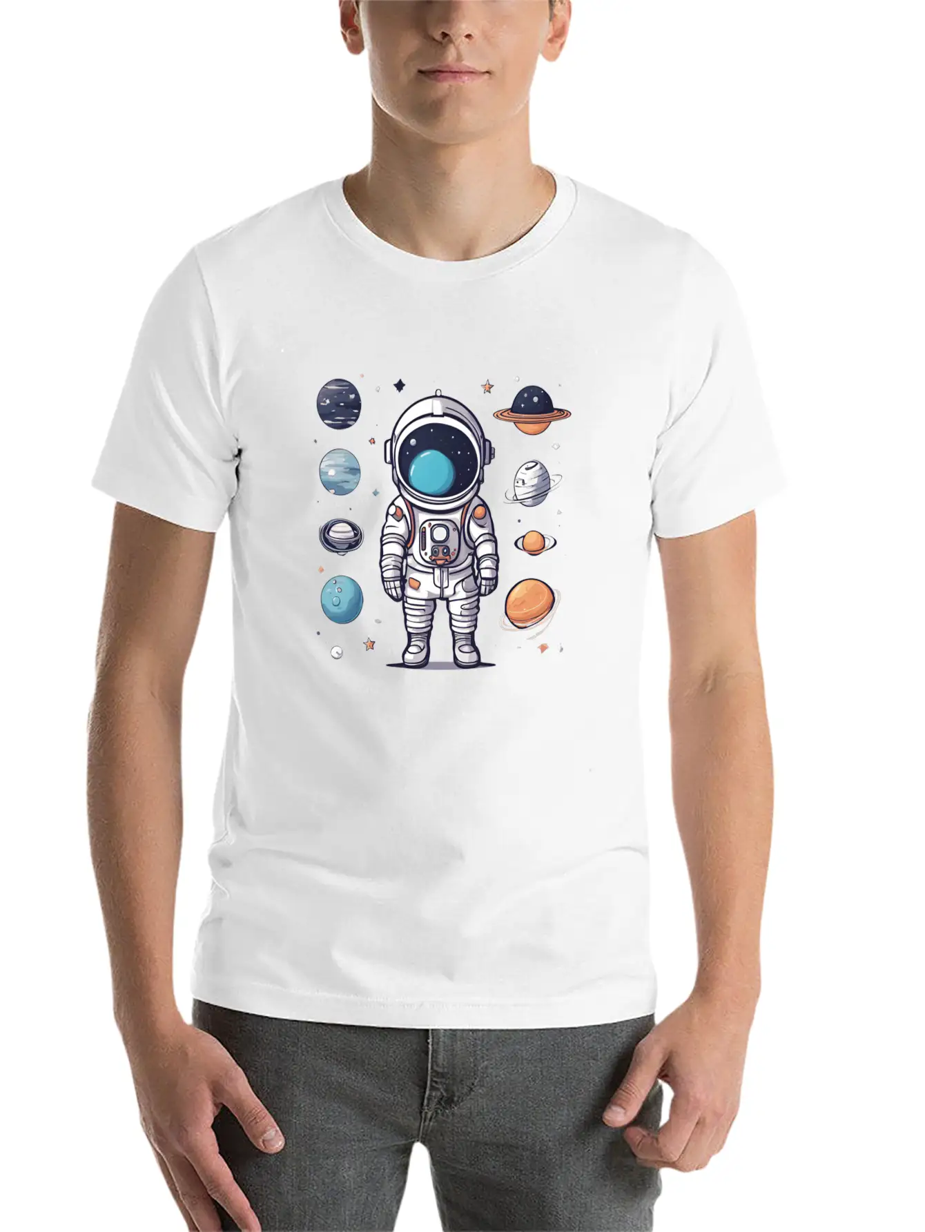 Space, Simple Design Breathable Graphic T-Shirt – Perfect For Casual Days