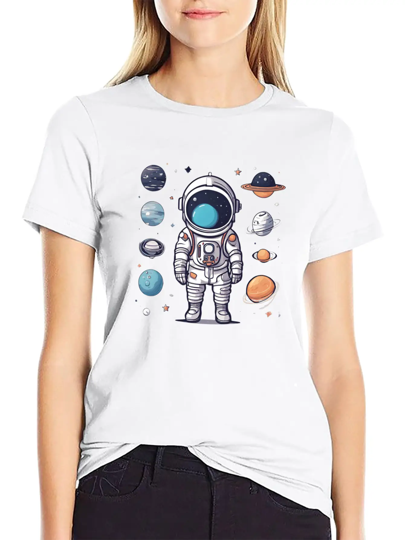 Space, Simple Design Breathable Graphic T-Shirt – Perfect For Casual Days