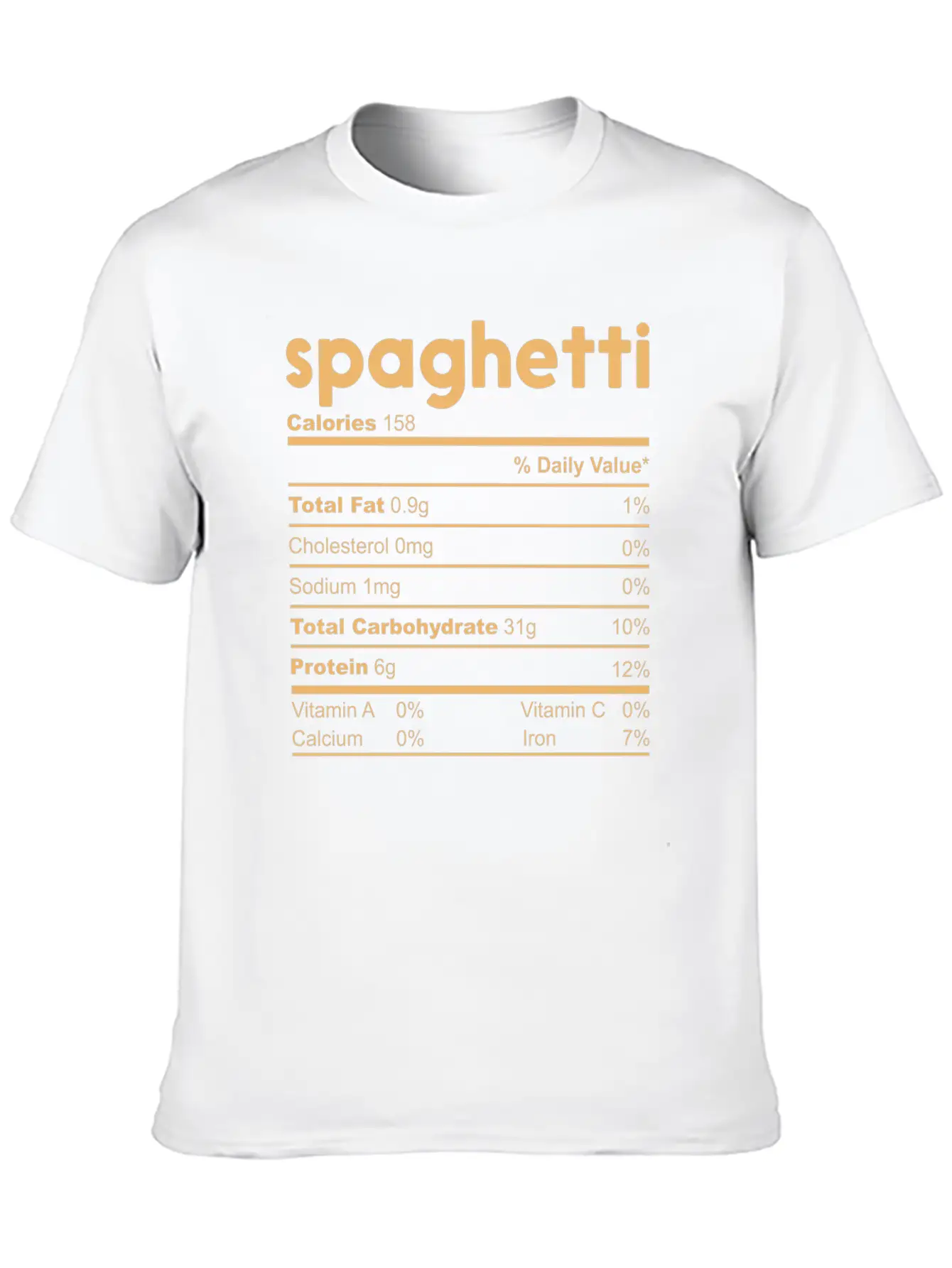 Spaghetti Nutrition Facts Funny Thanksgiving Xmas Essential Unisex Summer Tee – Soft Cotton Casual Fit