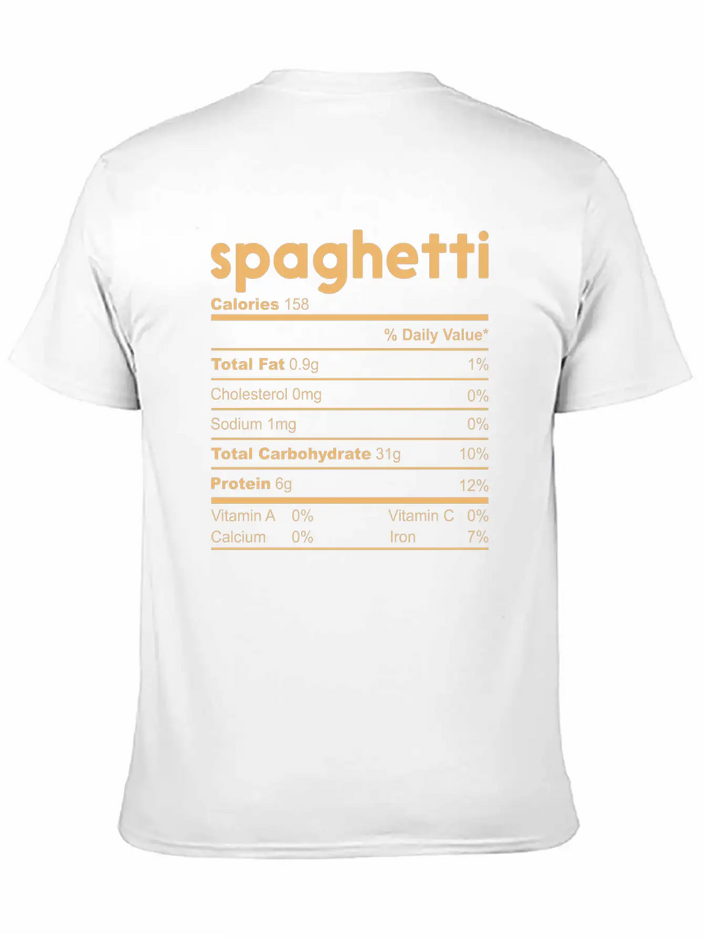 Spaghetti Nutrition Facts Funny Thanksgiving Xmas Essential Unisex Summer Tee – Soft Cotton Casual Fit