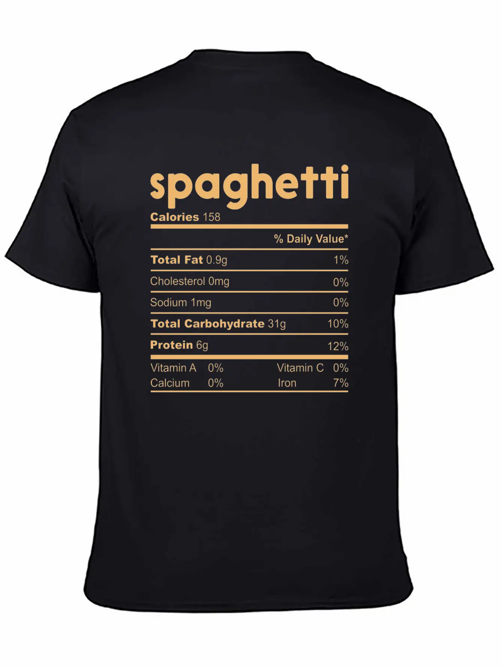Spaghetti Nutrition Facts Funny Thanksgiving Xmas Essential Unisex Summer Tee – Soft Cotton Casual Fit