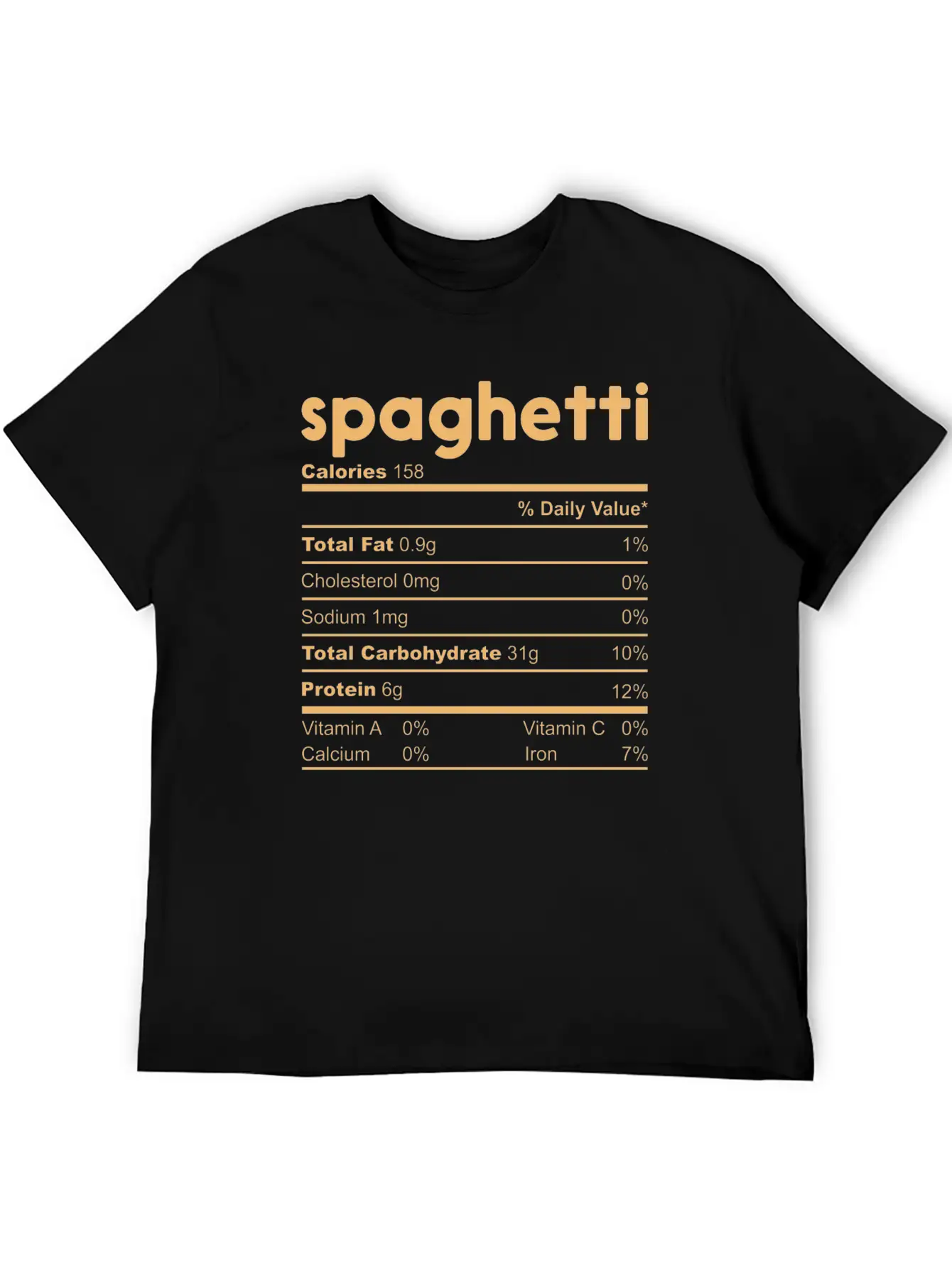 Spaghetti Nutrition Facts Funny Thanksgiving Xmas Essential Unisex Summer Tee – Soft Cotton Casual Fit