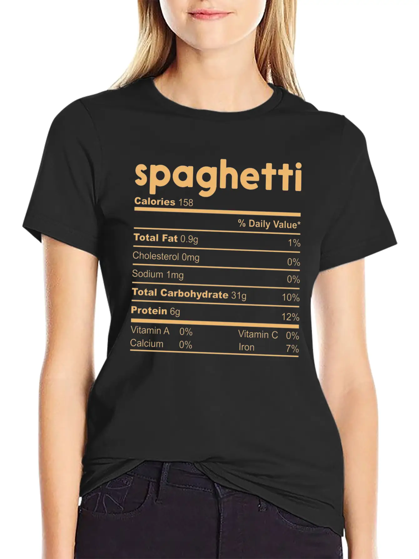 Spaghetti Nutrition Facts Funny Thanksgiving Xmas Essential Unisex Summer Tee – Soft Cotton Casual Fit