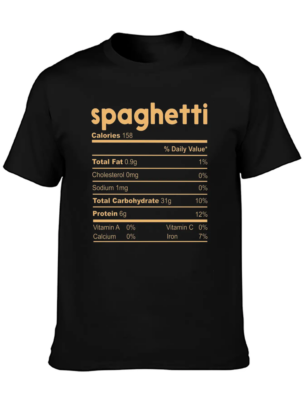 Spaghetti Nutrition Facts Funny Thanksgiving Xmas Essential Unisex Summer Tee – Soft Cotton Casual Fit