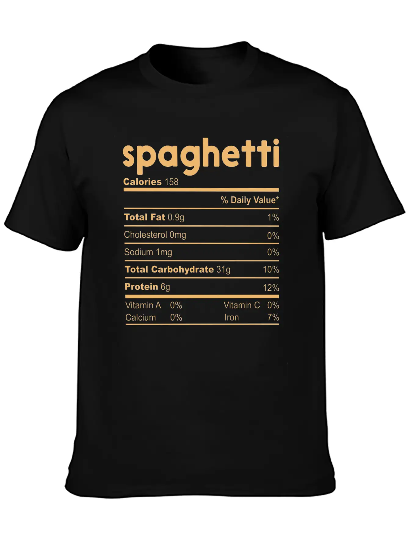 Spaghetti Nutrition Facts Funny Thanksgiving Xmas Essential Unisex Summer Tee – Soft Cotton Casual Fit