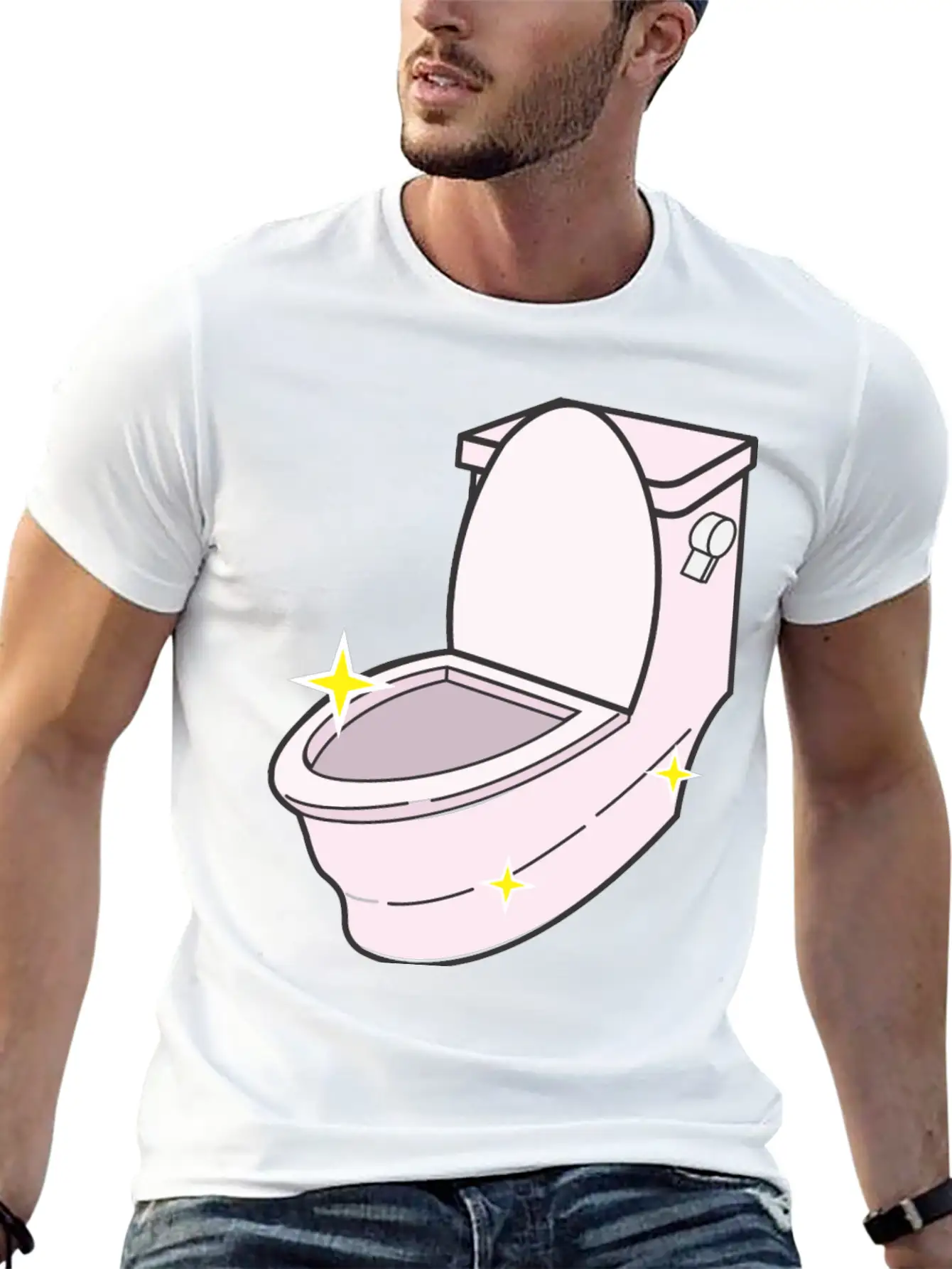 Sparkling Clean Toilet Breathable Graphic T-Shirt – Perfect For Casual Days