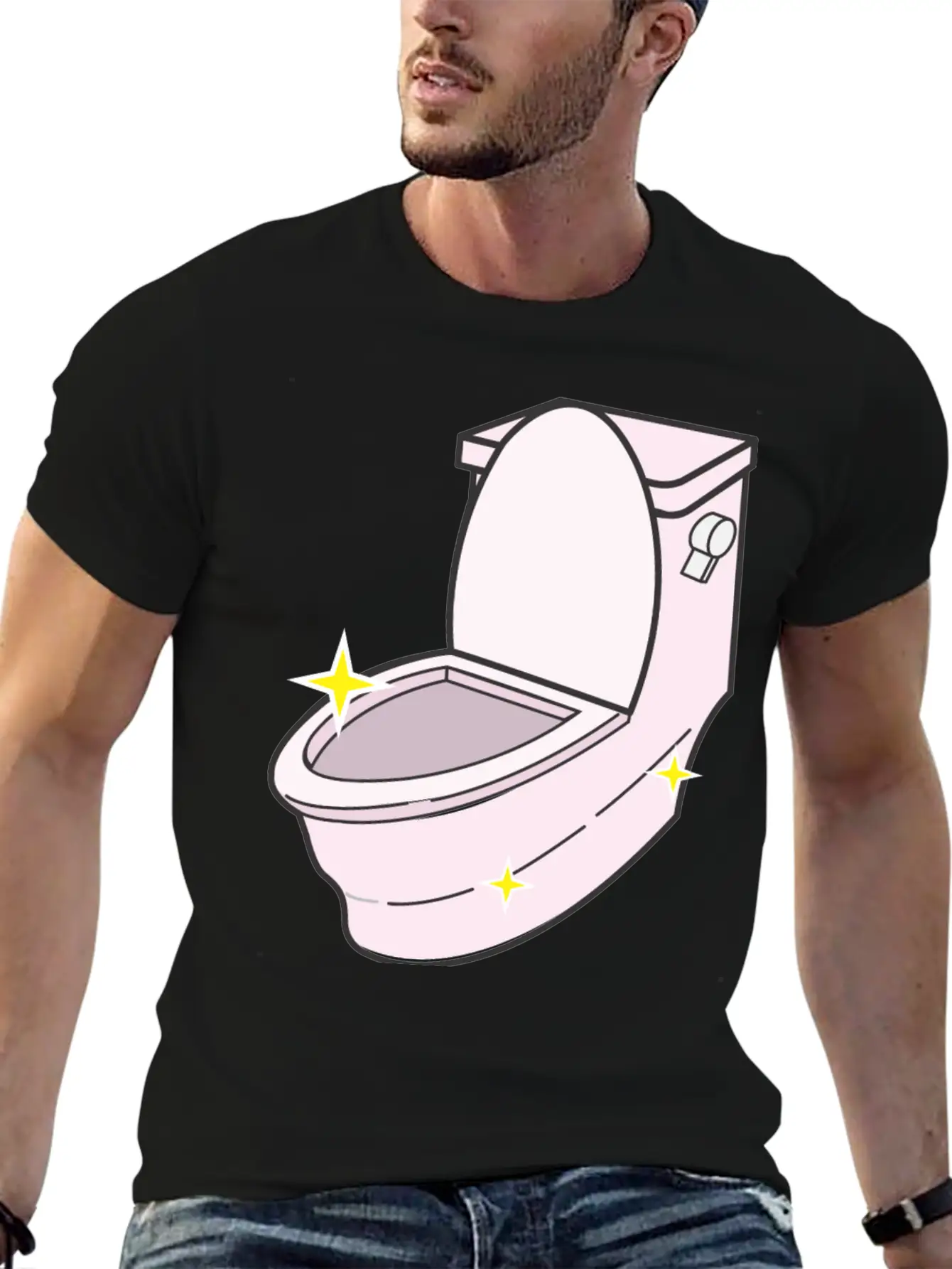 Sparkling Clean Toilet Breathable Graphic T-Shirt – Perfect For Casual Days