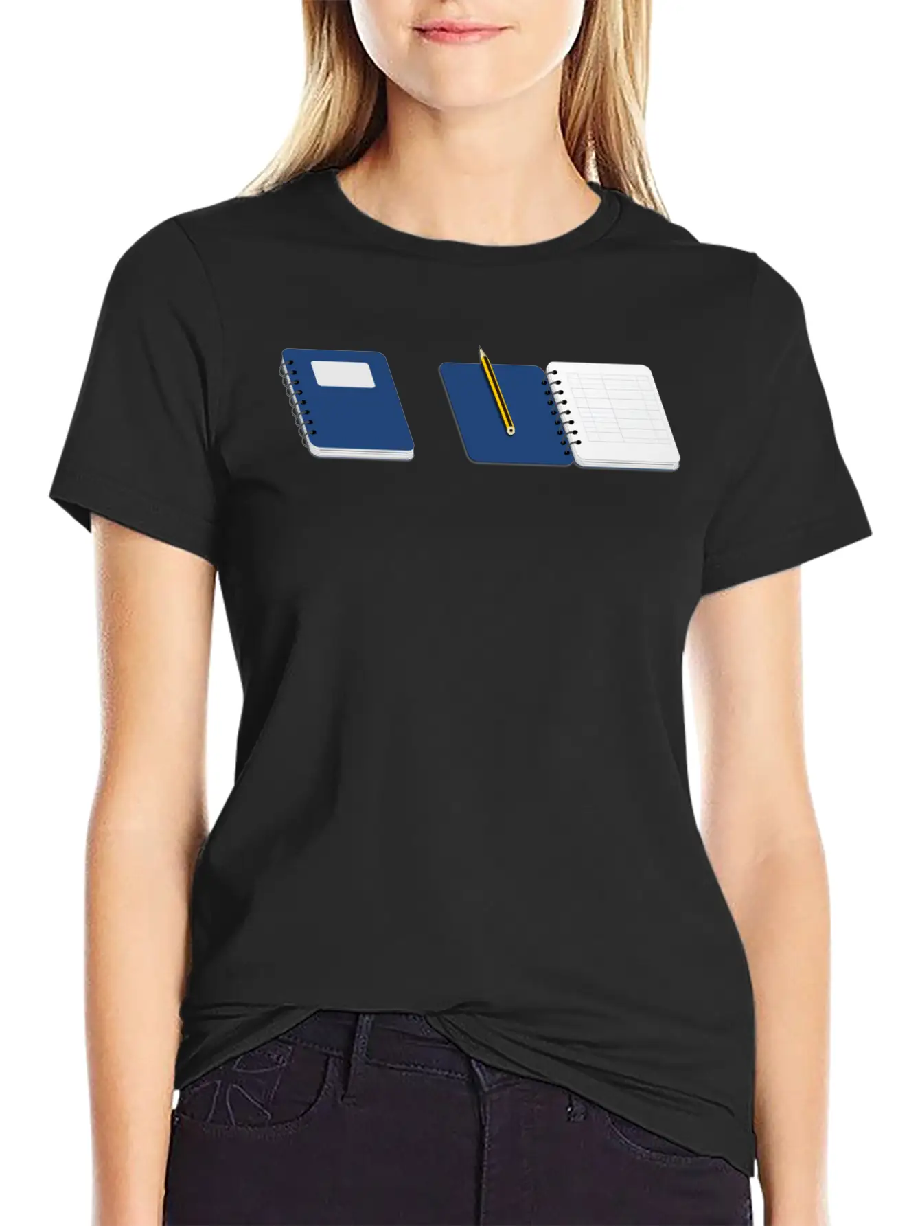 Spiral Notebook With Pencil Basic Graphic T-Shirt – Daily Comfort In Soft Cotton