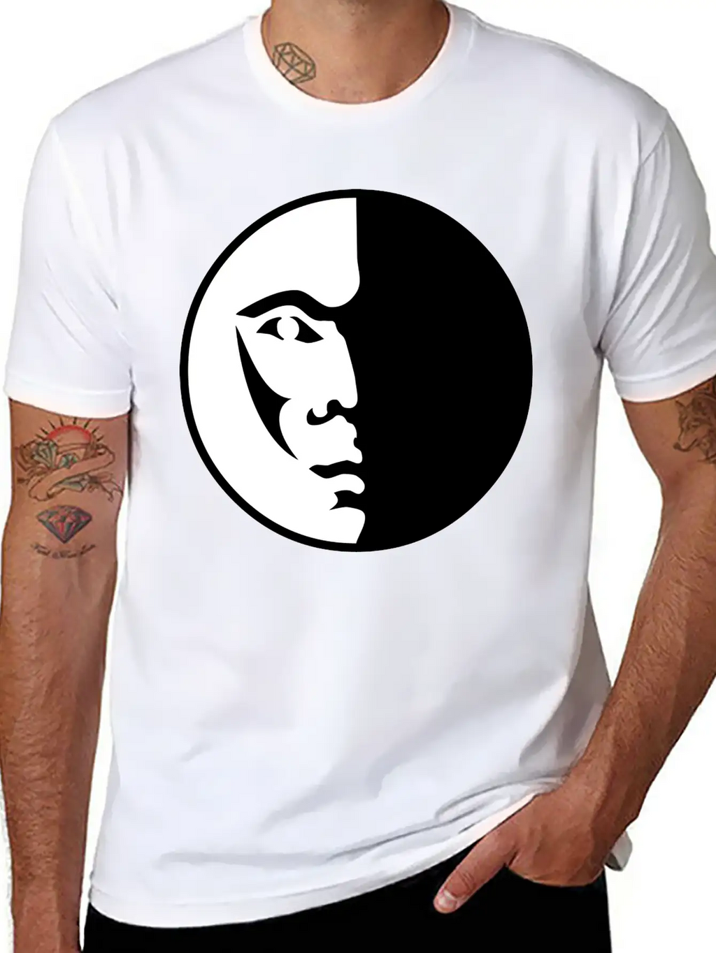 Spiritual Moon Man Face Breathable Graphic T-Shirt – Perfect For Casual Days