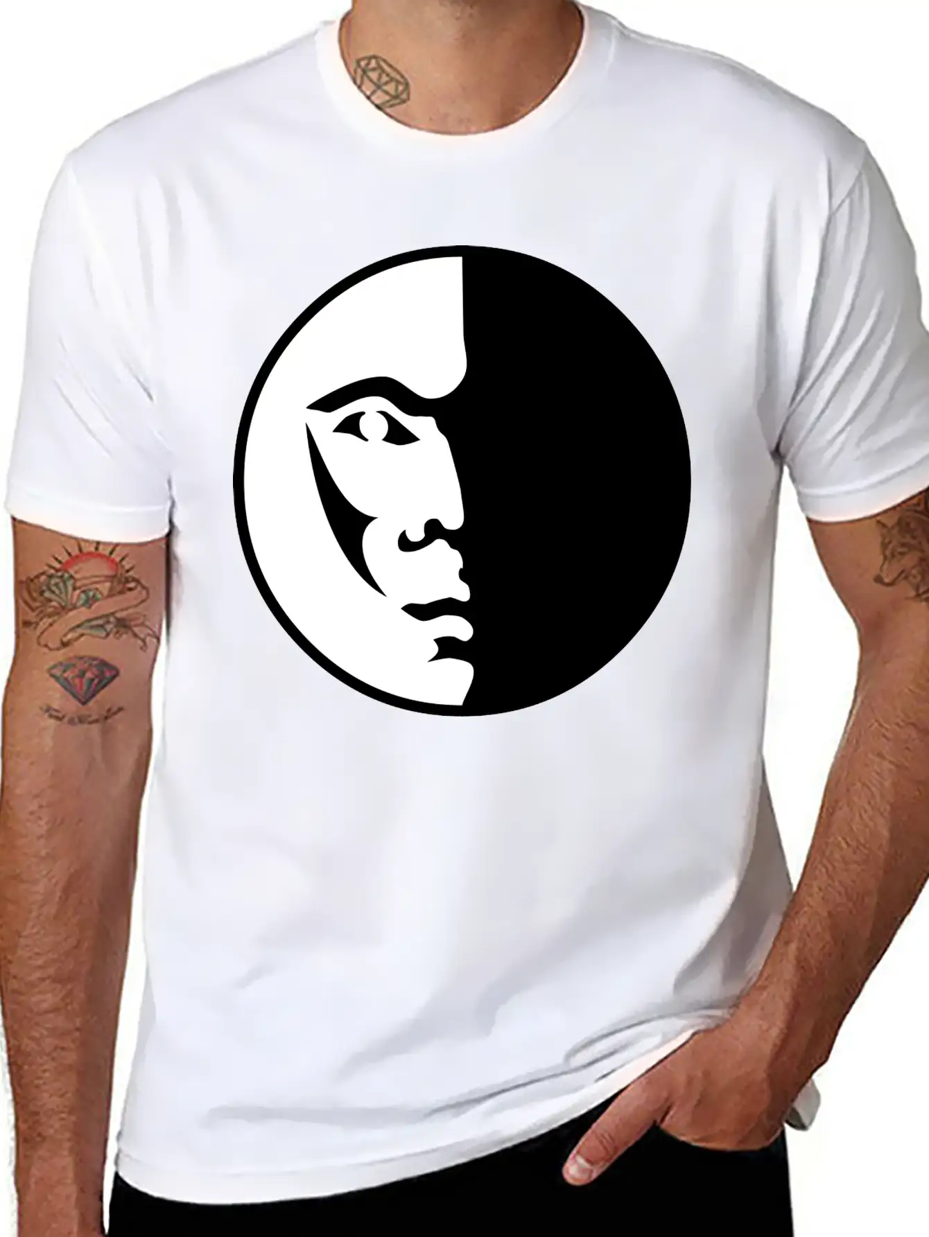 Spiritual Moon Man Face Breathable Graphic T-Shirt – Perfect For Casual Days
