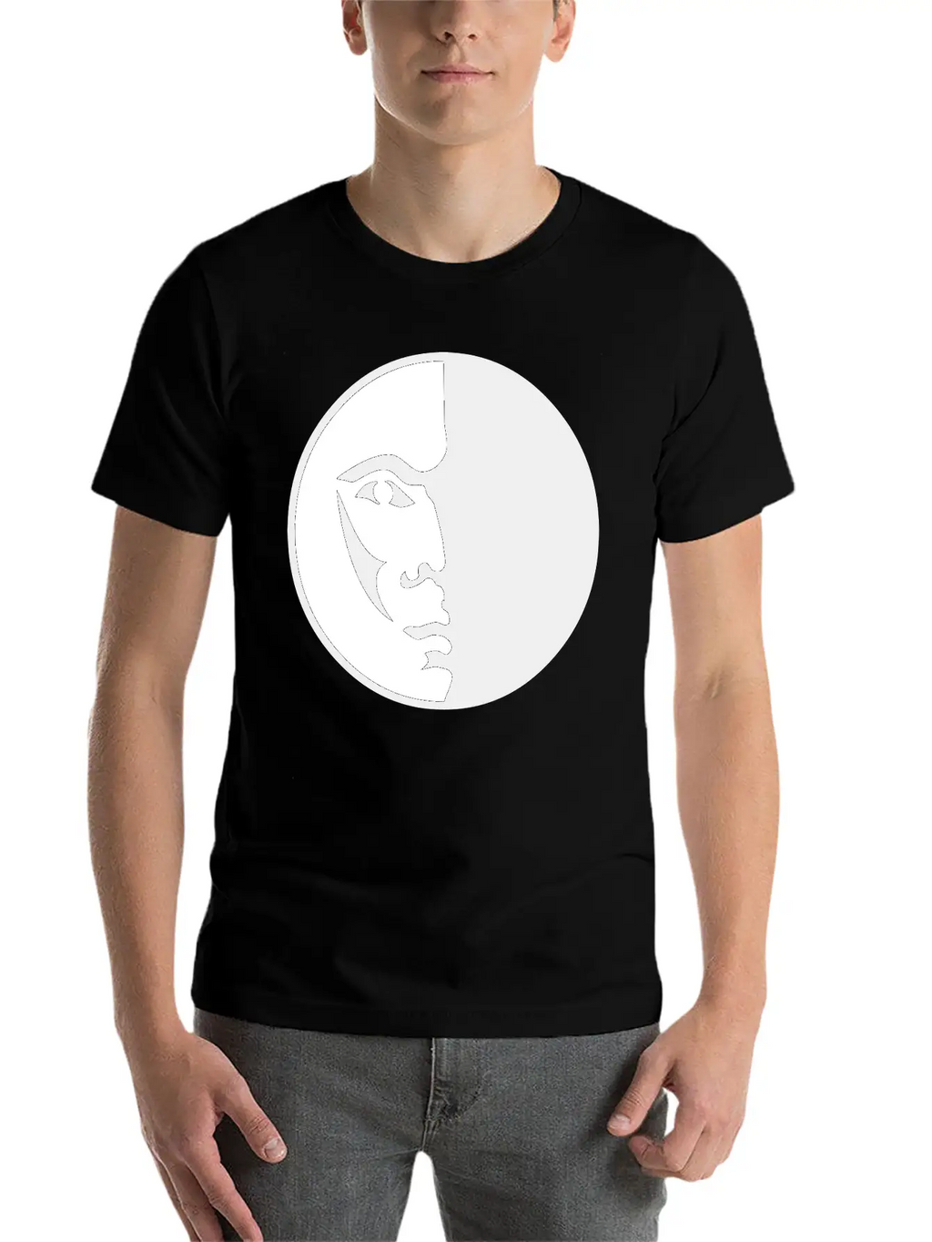 Spiritual Moon Man Face Breathable Graphic T-Shirt – Perfect For Casual Days