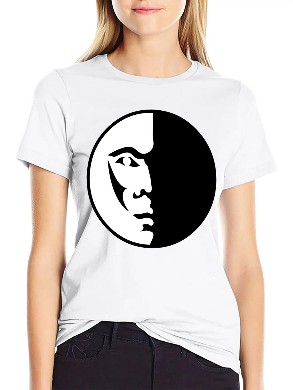 Spiritual Moon Man Face Breathable Graphic T-Shirt – Perfect For Casual Days