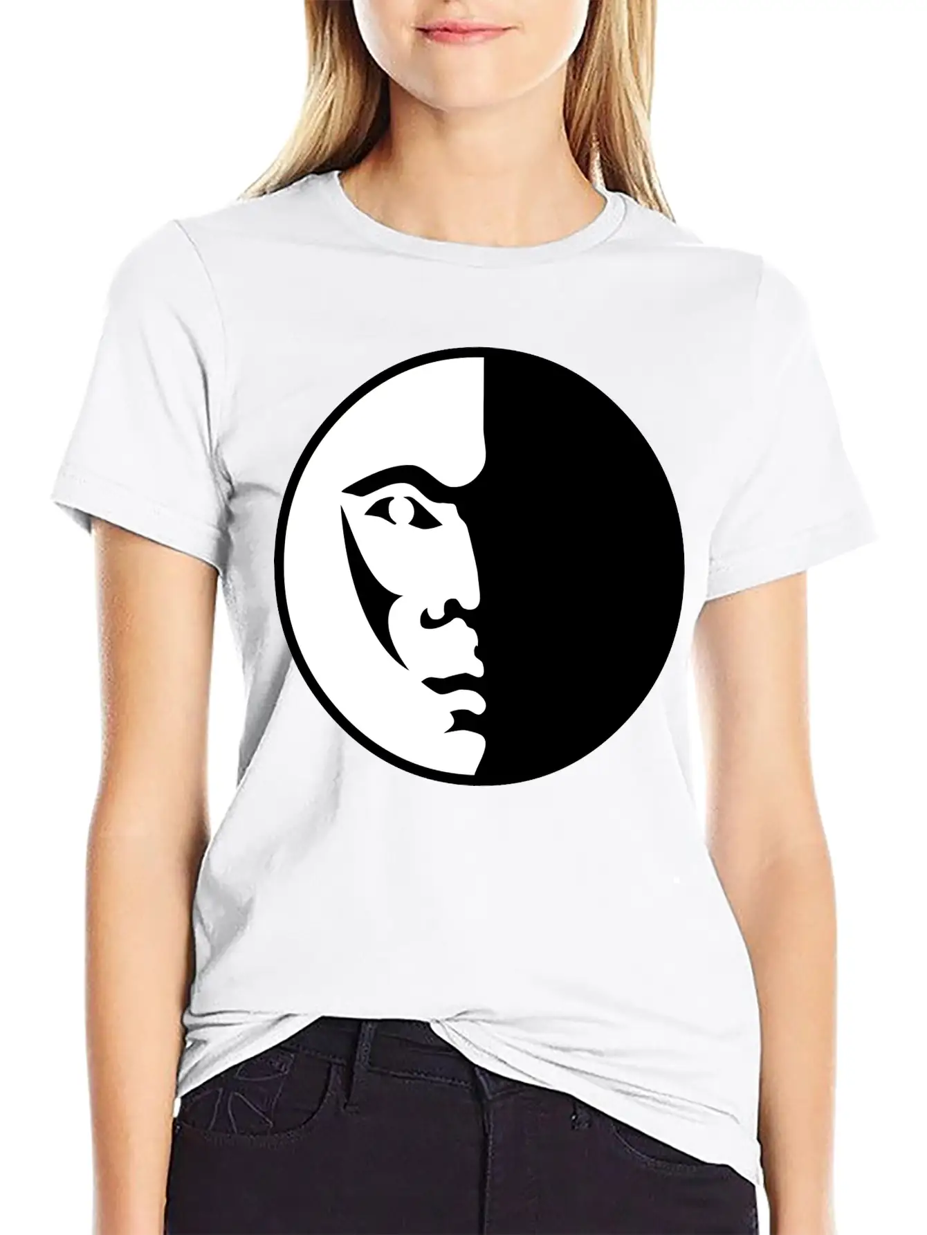 Spiritual Moon Man Face Breathable Graphic T-Shirt – Perfect For Casual Days