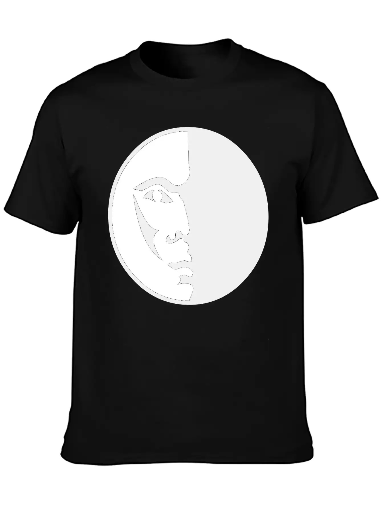 Spiritual Moon Man Face Breathable Graphic T-Shirt – Perfect For Casual Days