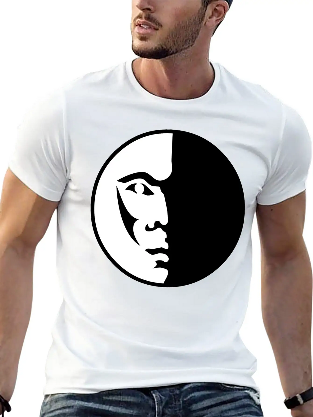 Spiritual Moon Man Face Breathable Graphic T-Shirt – Perfect For Casual Days