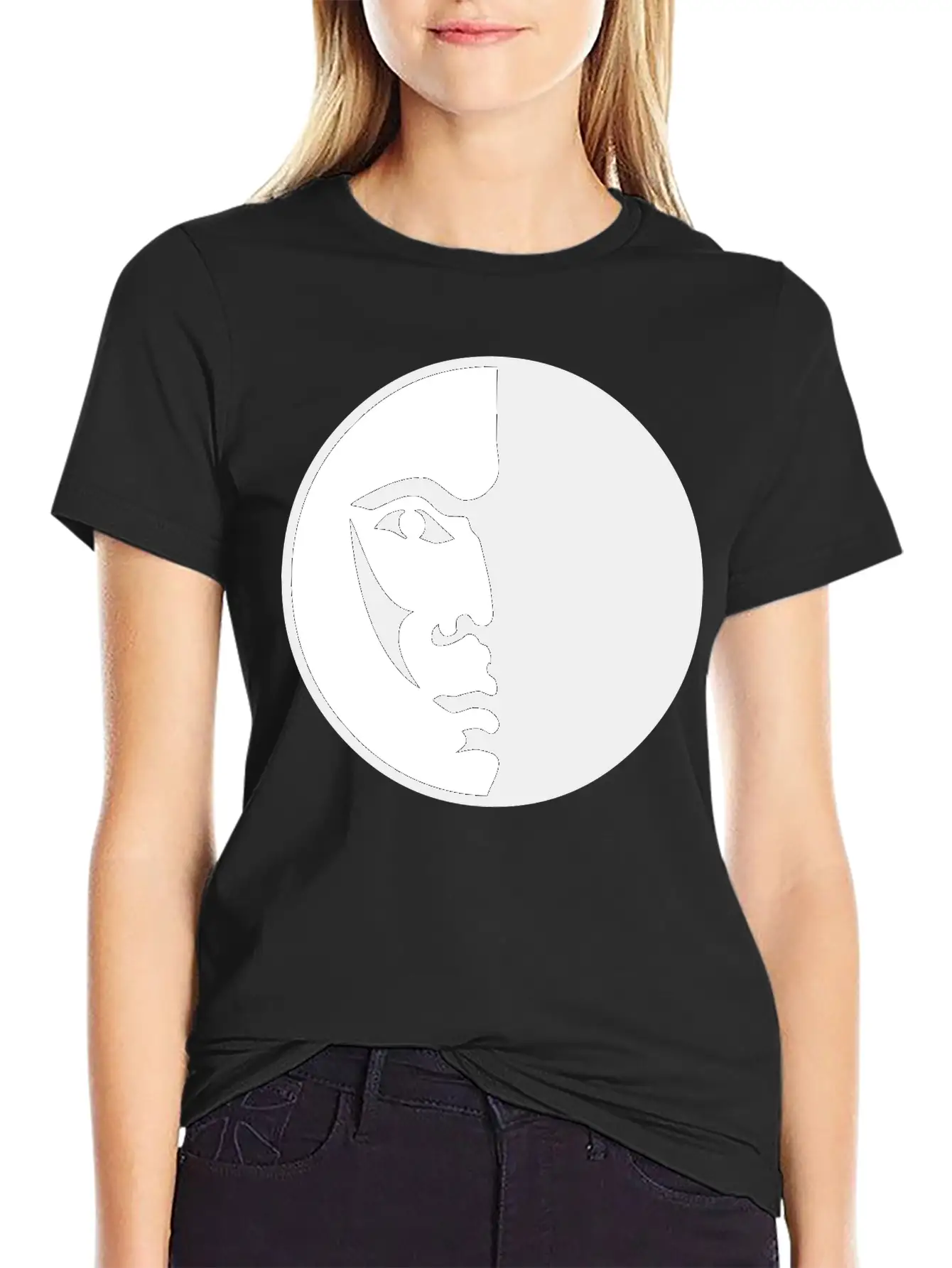 Spiritual Moon Man Face Breathable Graphic T-Shirt – Perfect For Casual Days