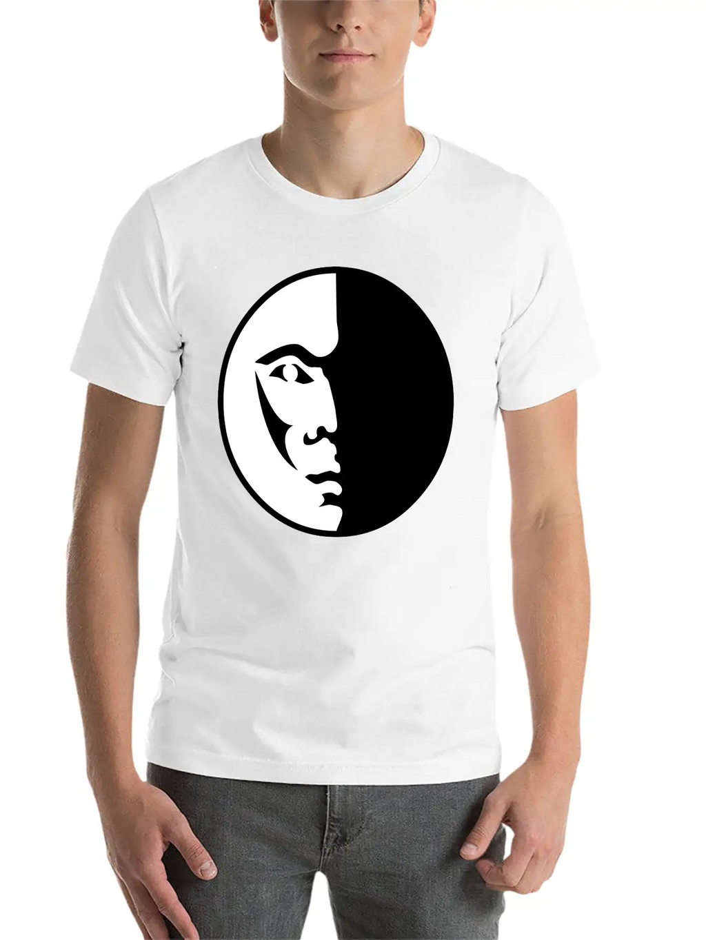 Spiritual Moon Man Face Breathable Graphic T-Shirt – Perfect For Casual Days